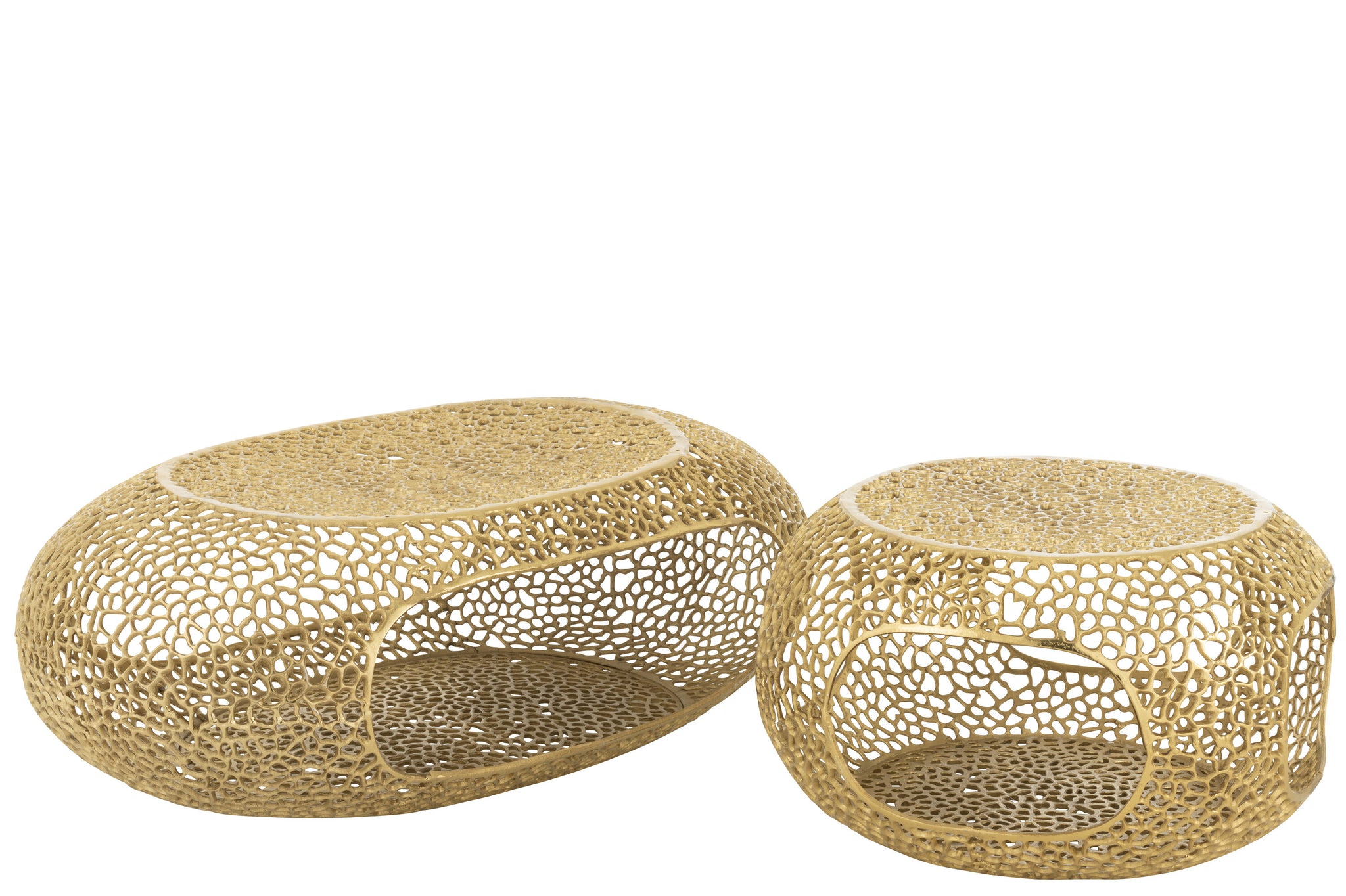 Coffee Table Oval Aluminium Gold Colored Large