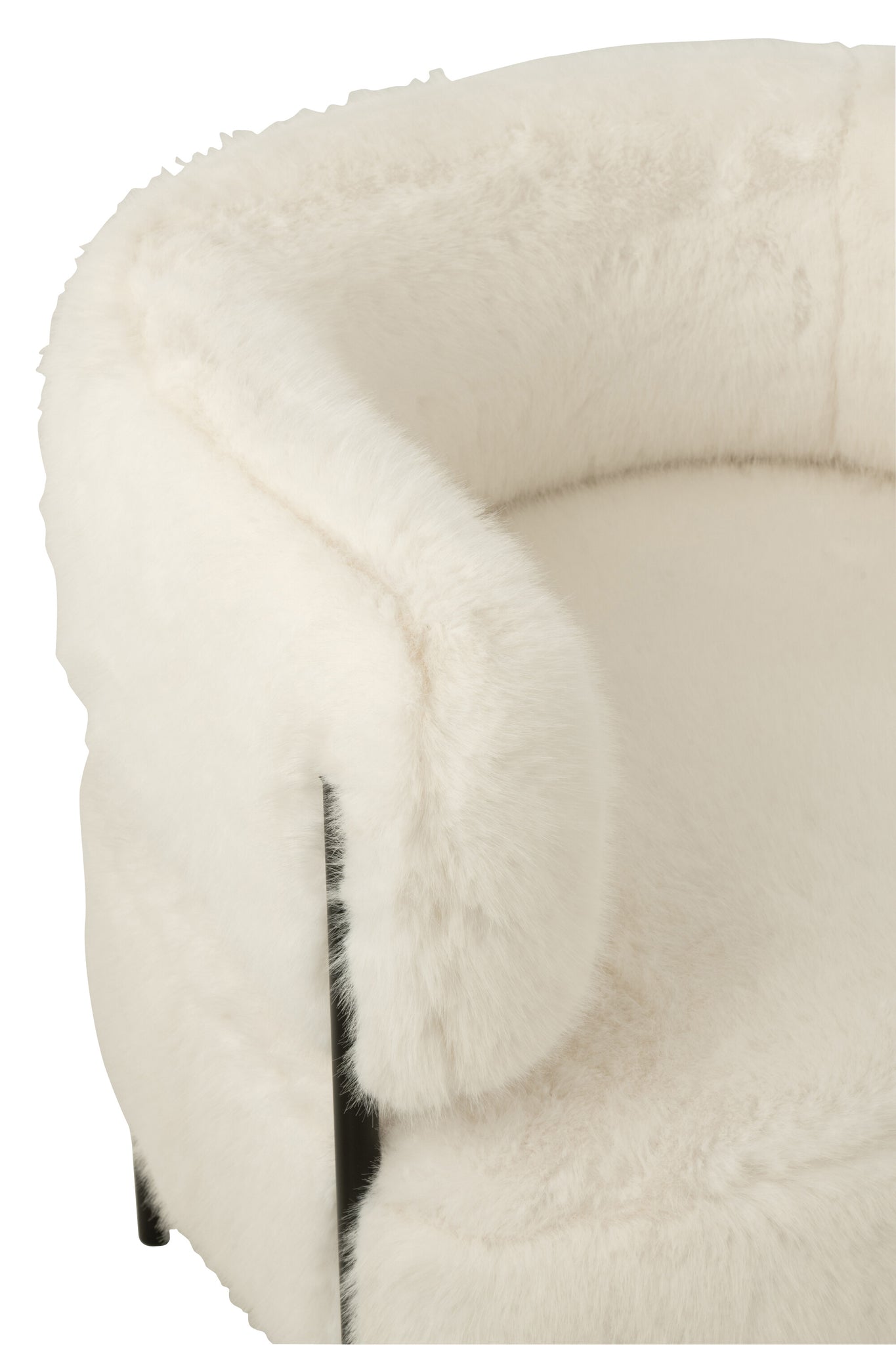 Armchair Fur With Metal Legs Wood White