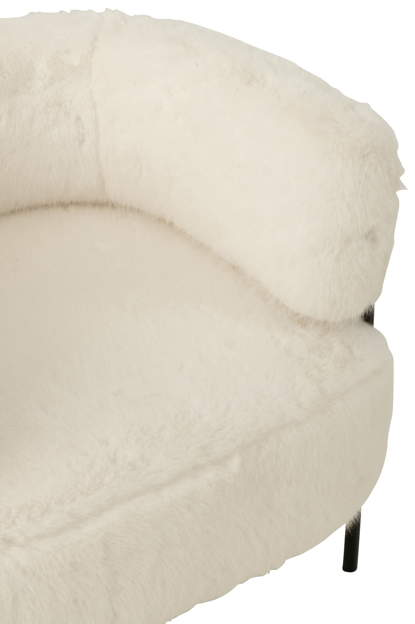 Armchair Fur With Metal Legs Wood White