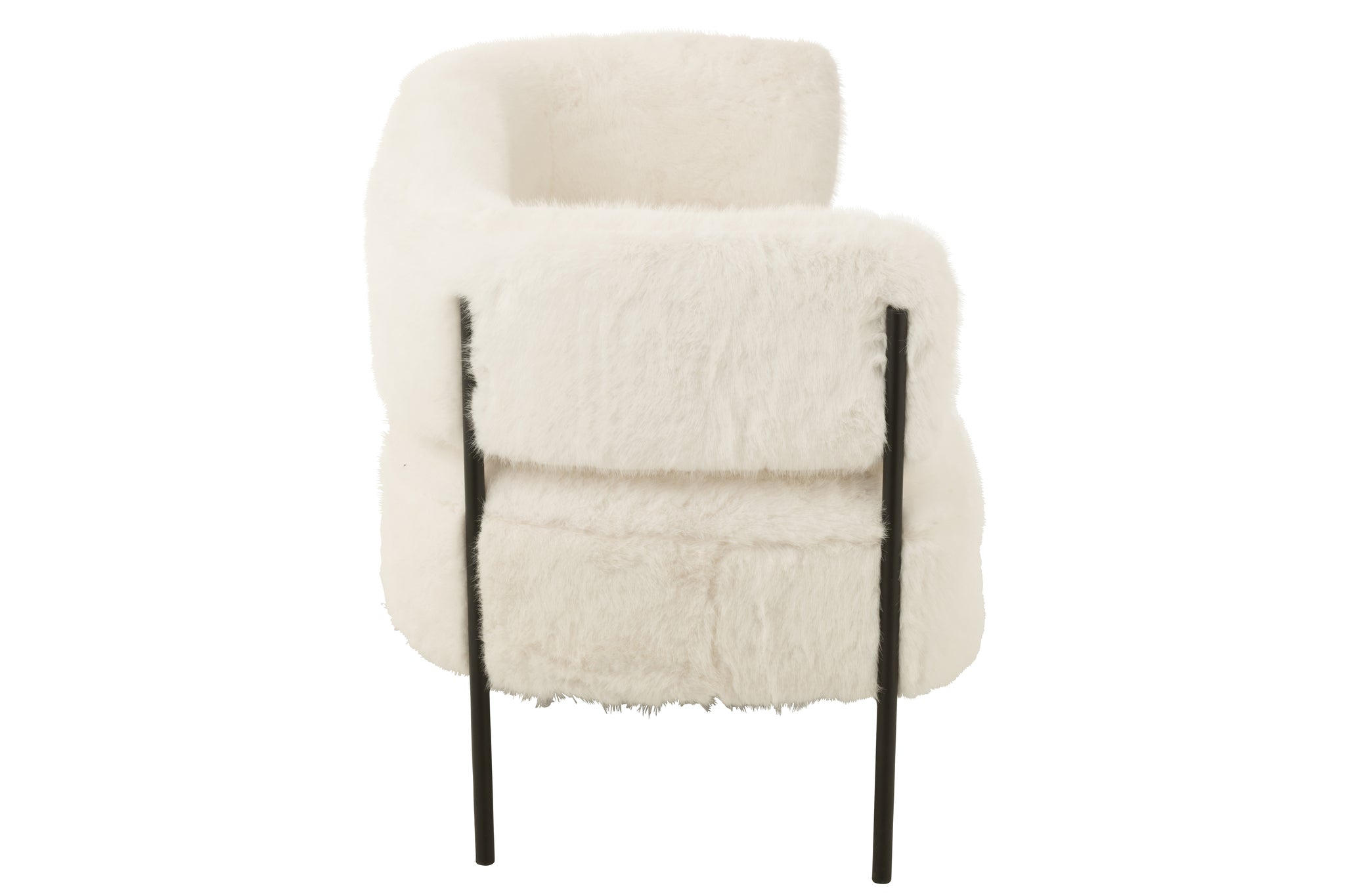 2 Seater Sofa Fur With Metal Legs Wood White