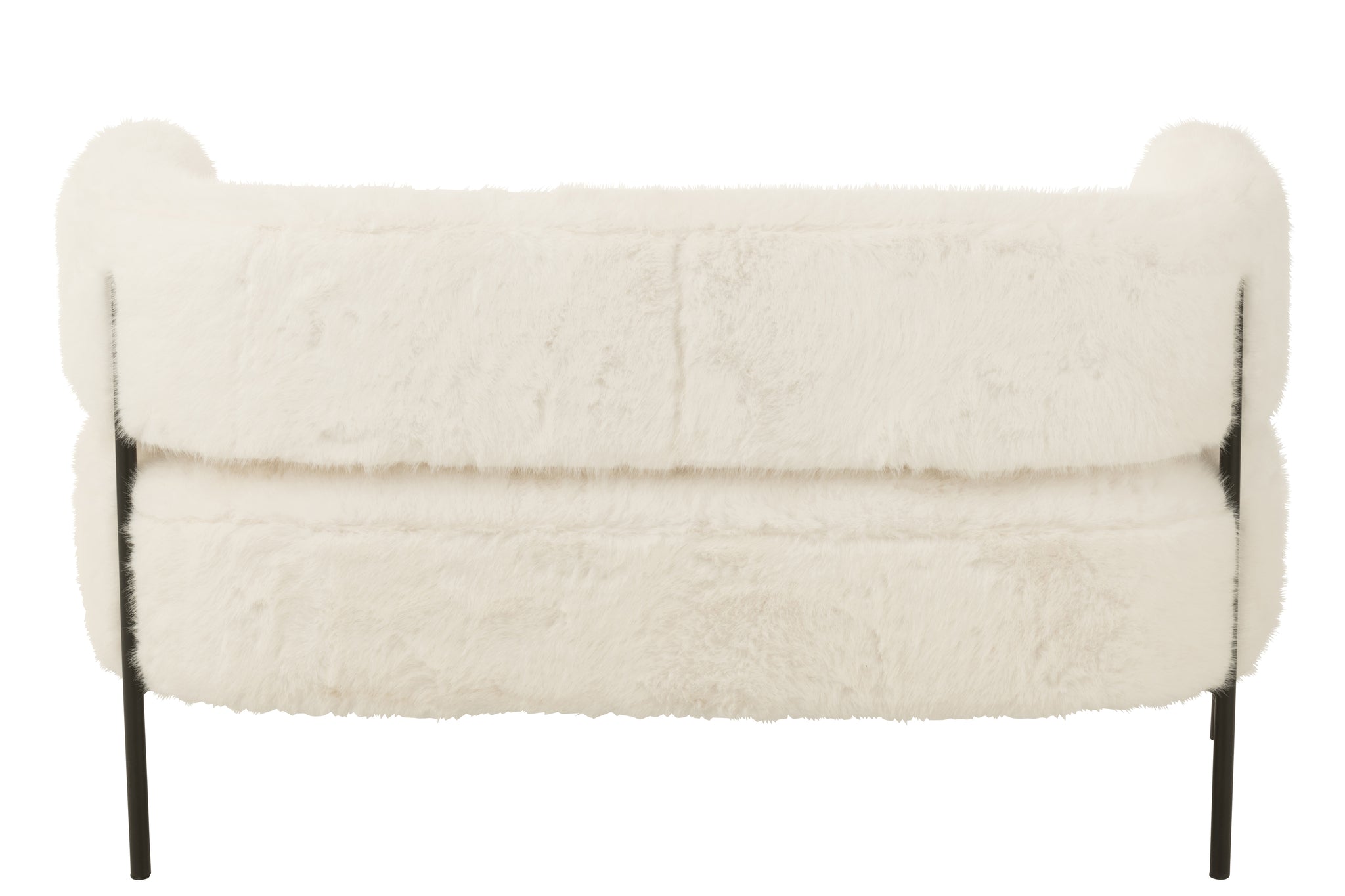 2 Seater Sofa Fur With Metal Legs Wood White