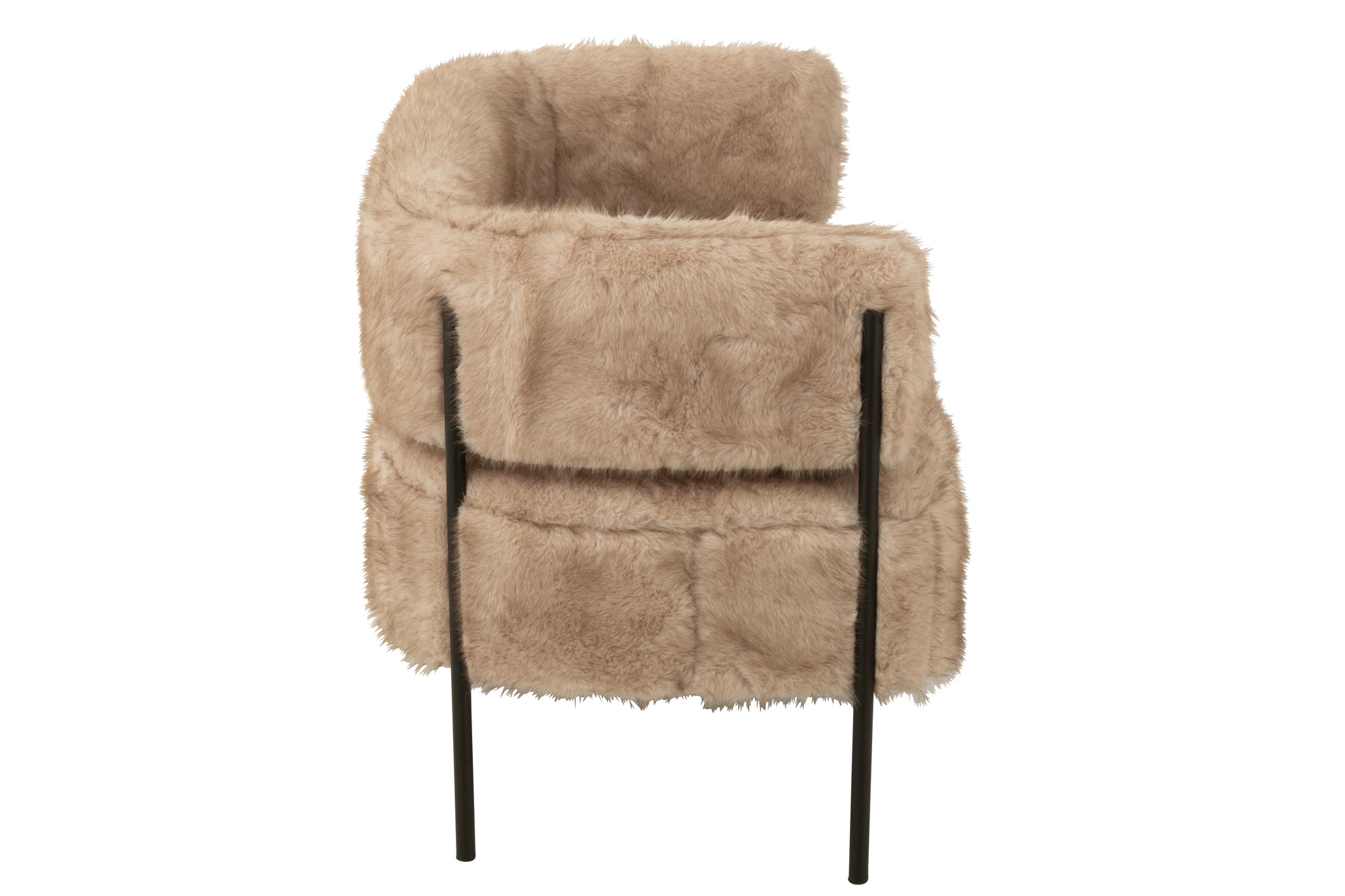 2 Seater Sofa Fur With Metal Legs Wood Taupe