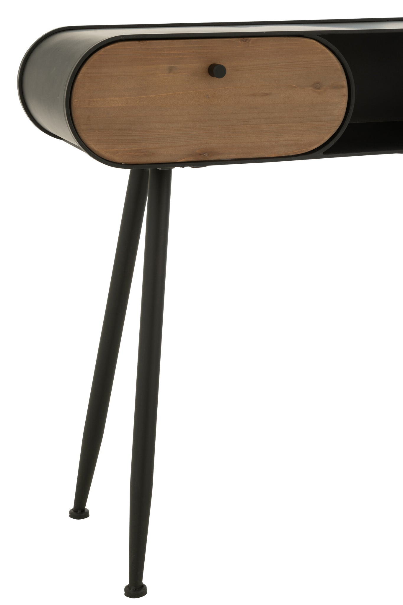 Console Wood And Metal Table Console Fir Wood Black/Light Beige