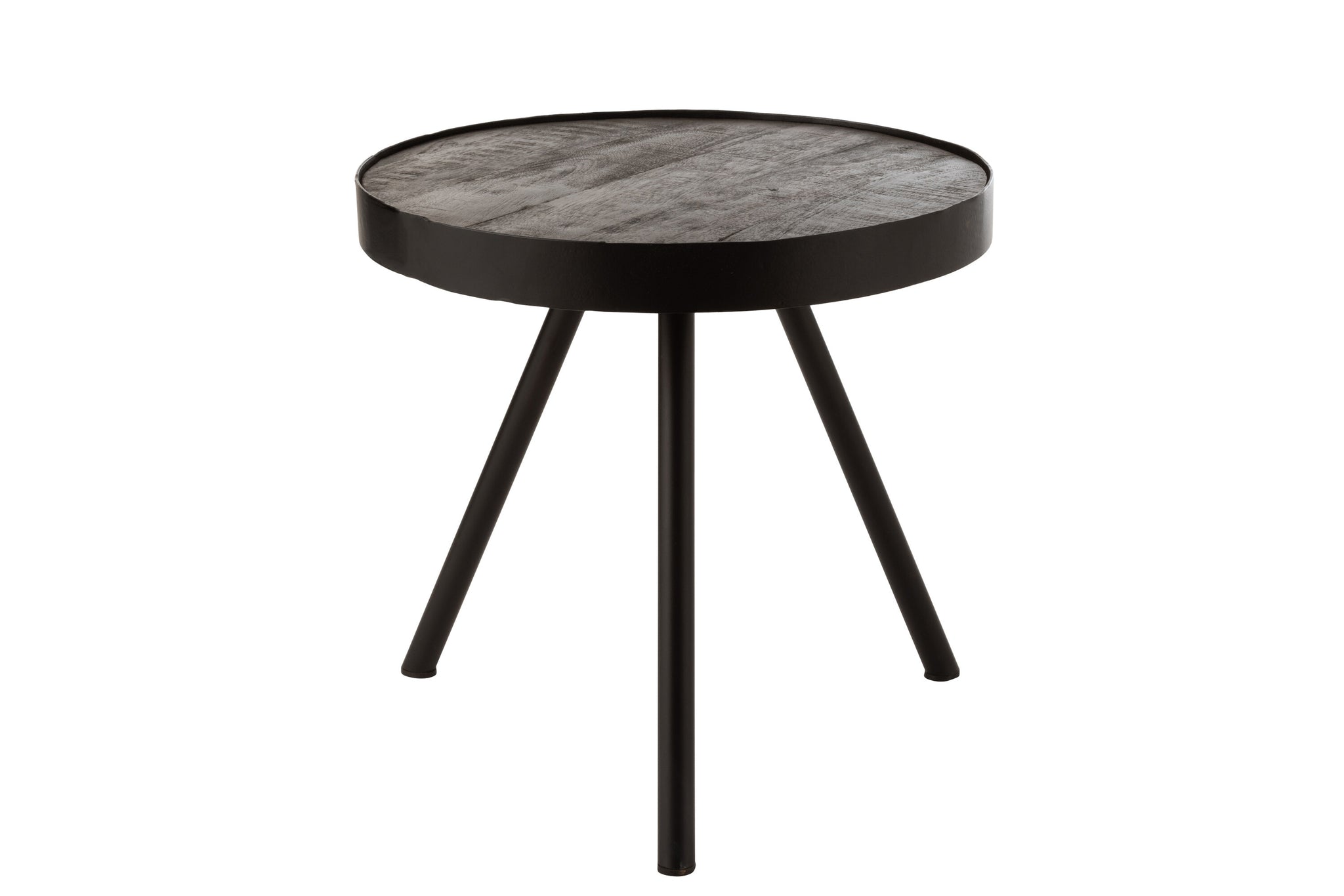 Side Table Fien Mango Wood Iron Dark Brown Black