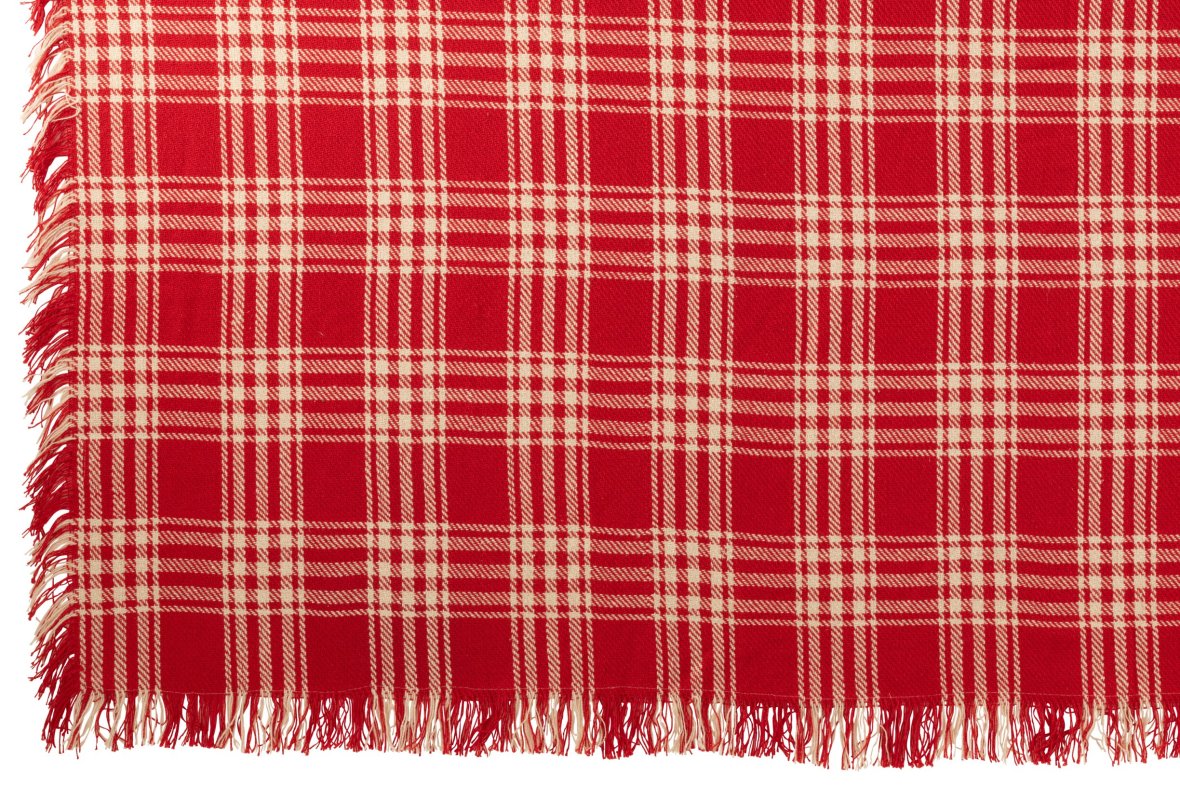 Plaid geruit – katoen, kerstrood en wit, 130 x 180 cm