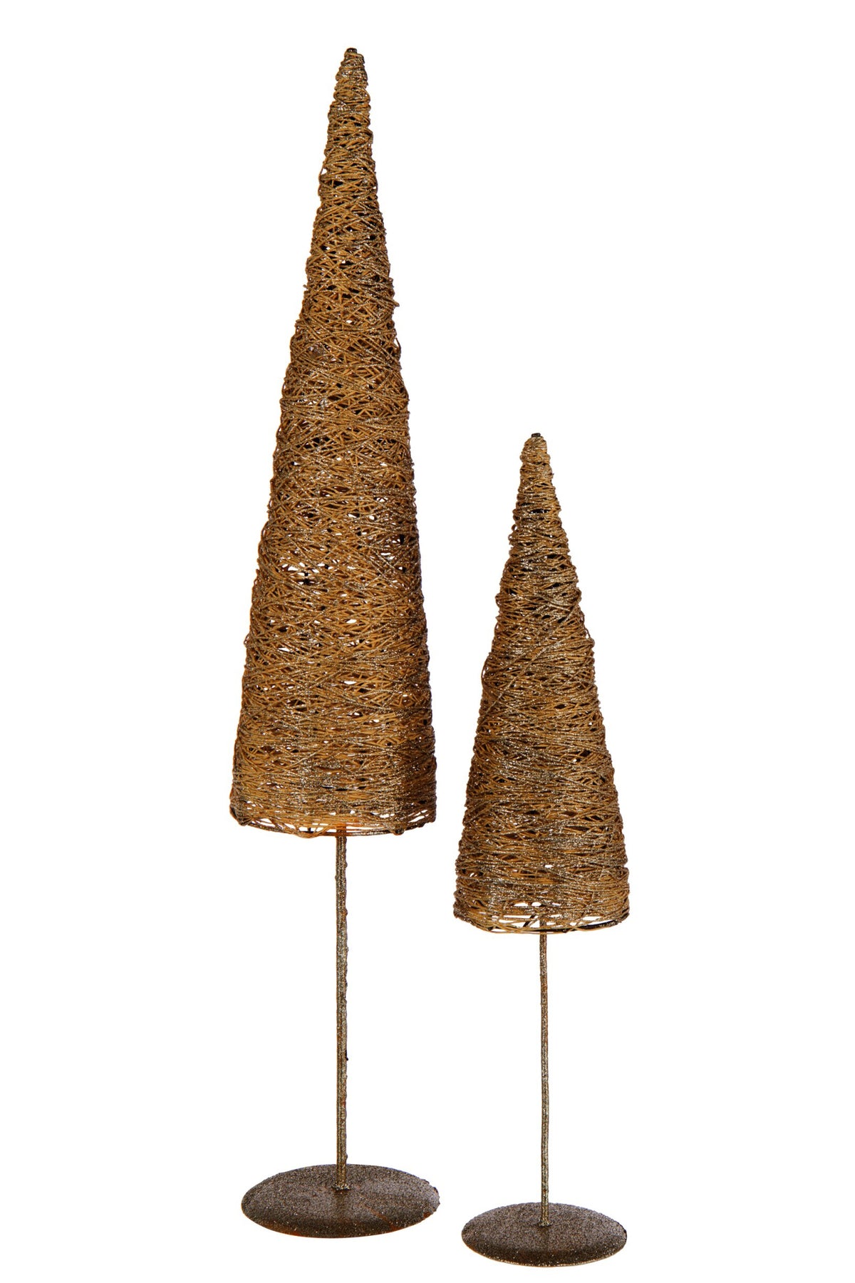 Decoratieve kerstboom op voet – papier en metaal, goud, 85 cm