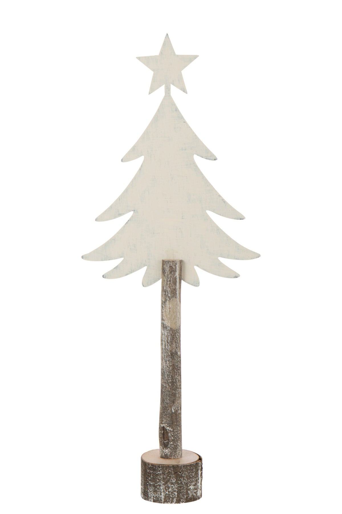 Decoratieve kerstboom met ster – ijzer en paulowniahout, gebroken wit, 60 cm