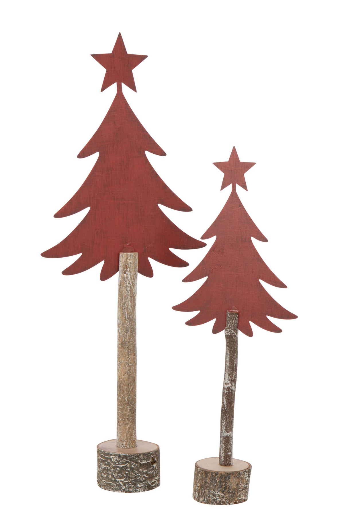 Kerstboompje met ster – paulowniahout en ijzer, kerstrood, 60 cm