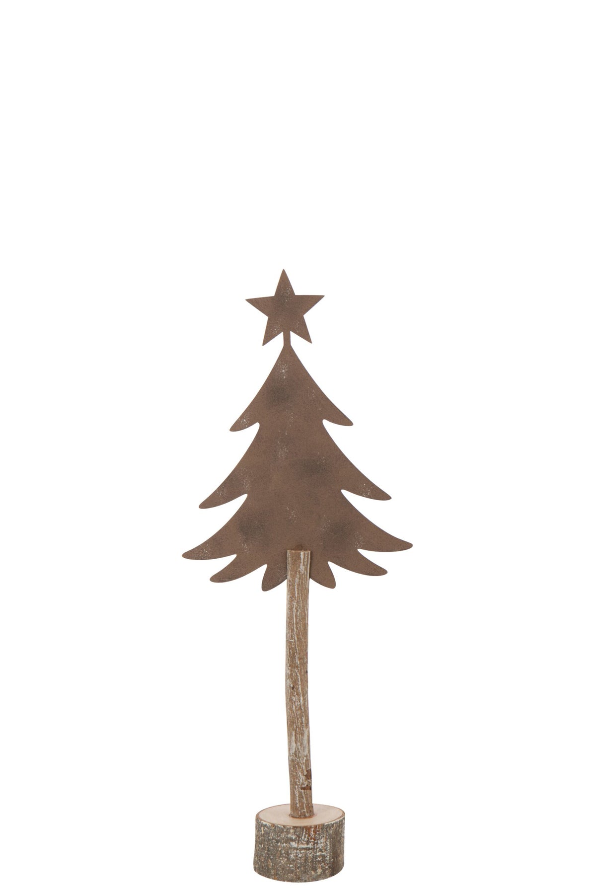 Kerstboompje met ster – paulowniahout en ijzer, bruin, 45 cm