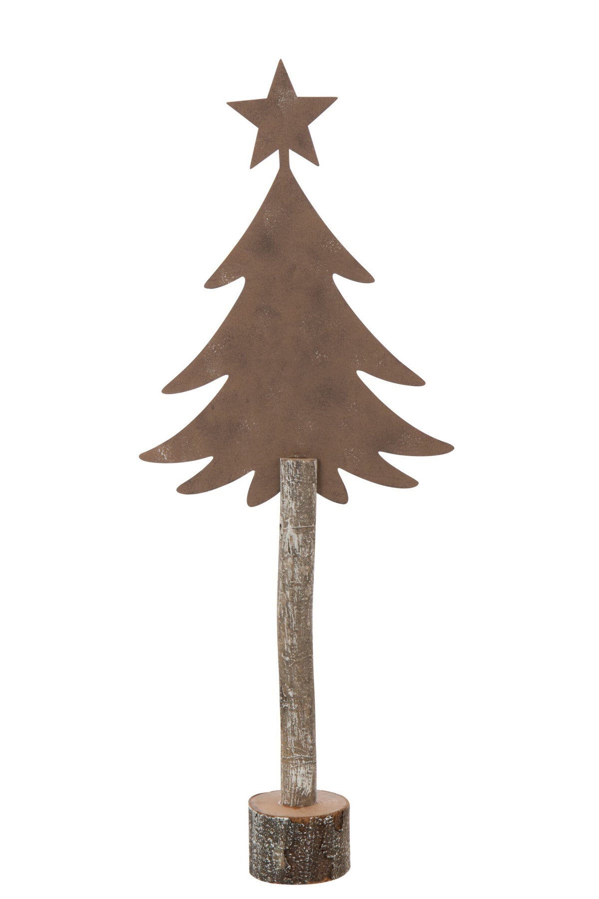 Kerstboompje met ster – paulowniahout en ijzer, bruin, 60 cm