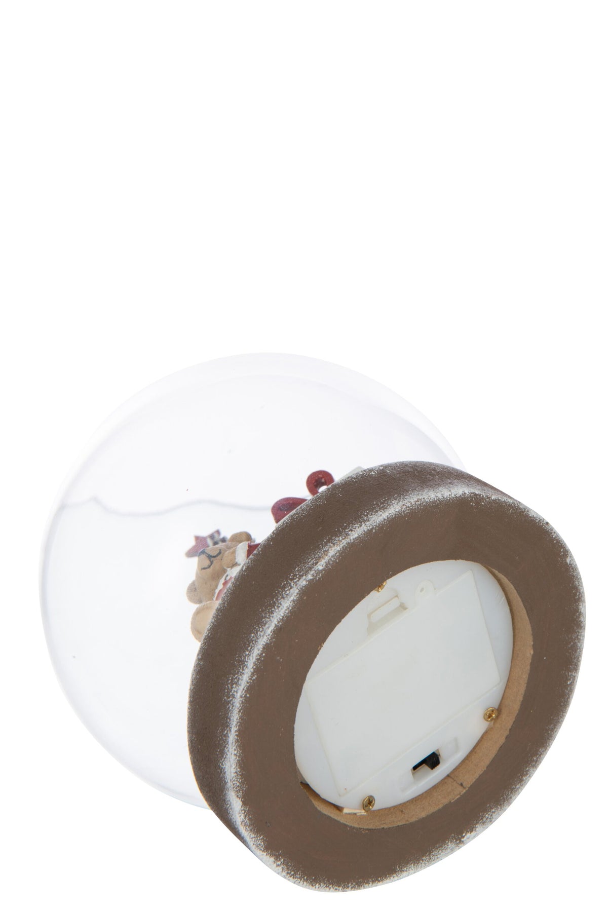 Lichtbol LED met beer – glas en multiplex, wit en kerstrood, Ø12 cm