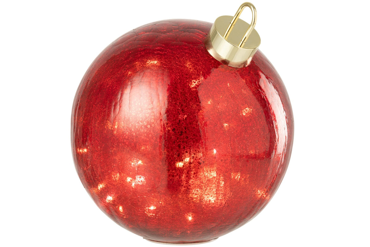 Kerstbal LED groot – glas, kerstrood, Ø25 cm