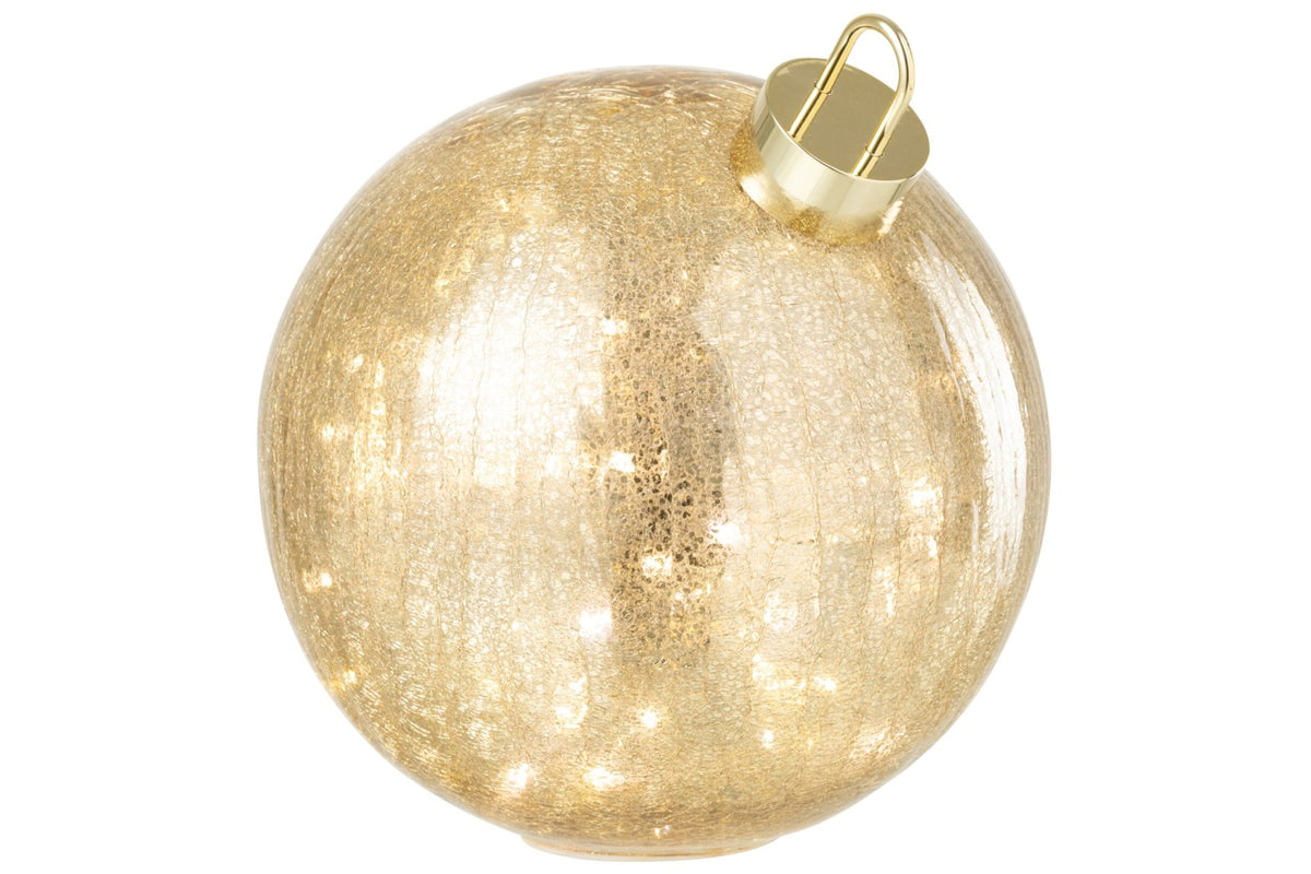 Kerstbal LED groot – glas, goud, Ø25 cm