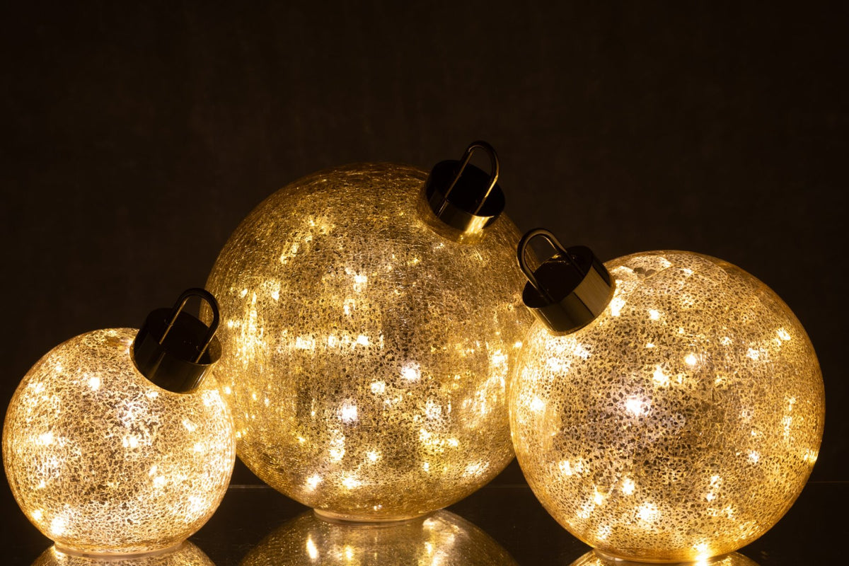 Kerstbal LED groot – glas, goud, Ø25 cm