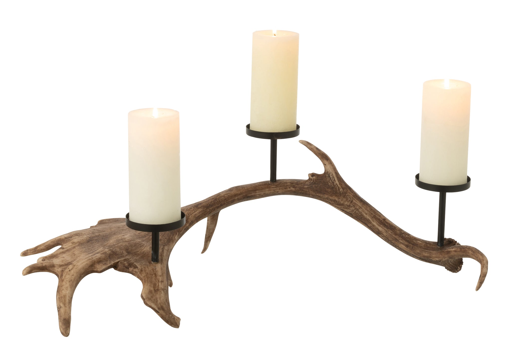 Candle Holder Antlers Polyresin Brown Large