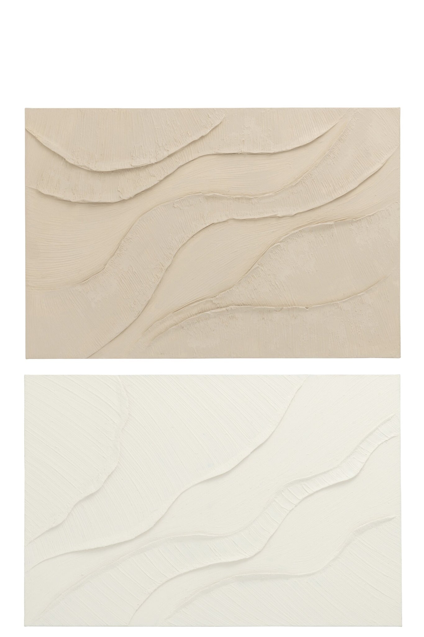 Schilderij Wave – acryl, ecru en beige, 120x80 cm
