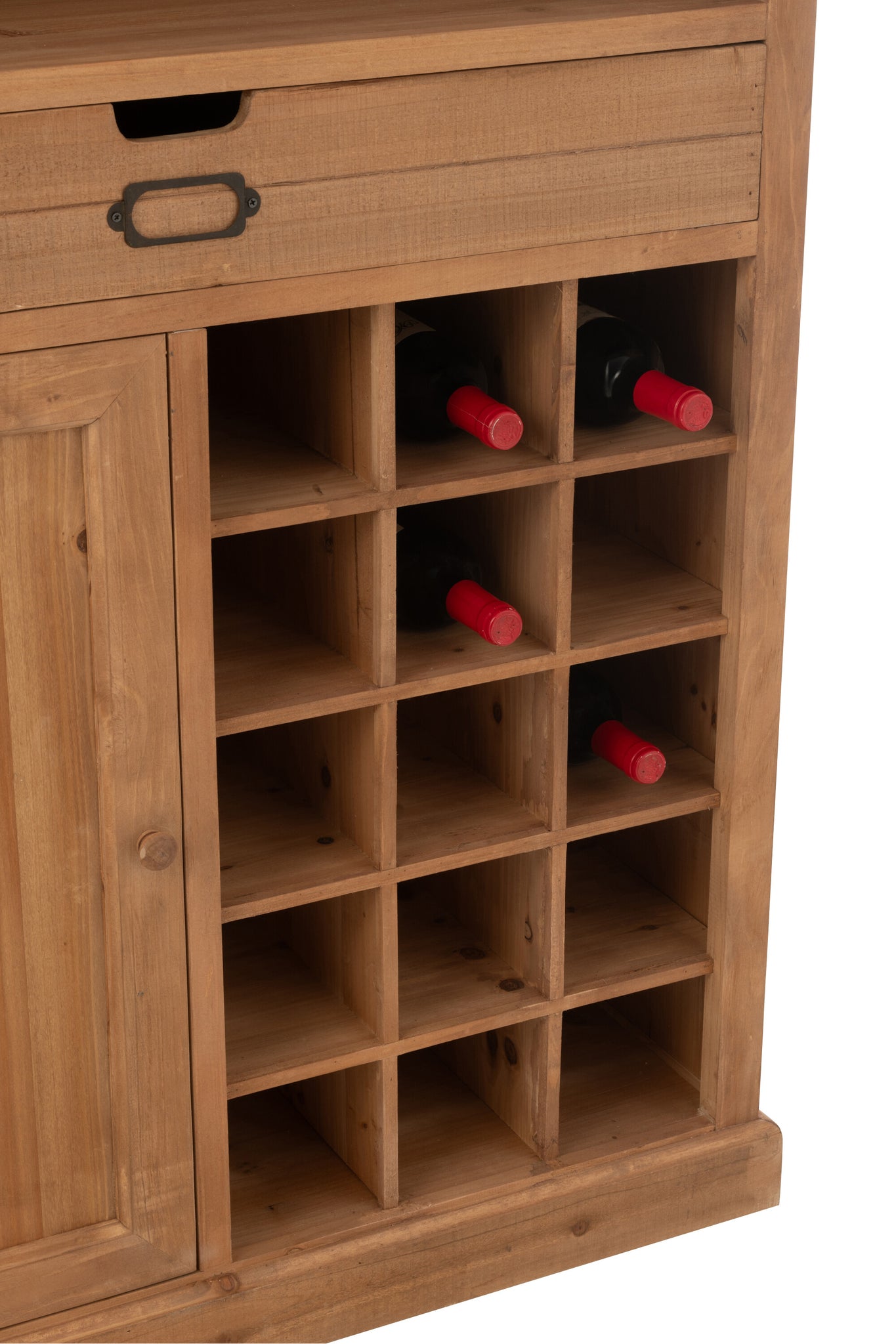 Barkast Hout Met Wijnrek Naturel 96x46x178 cm