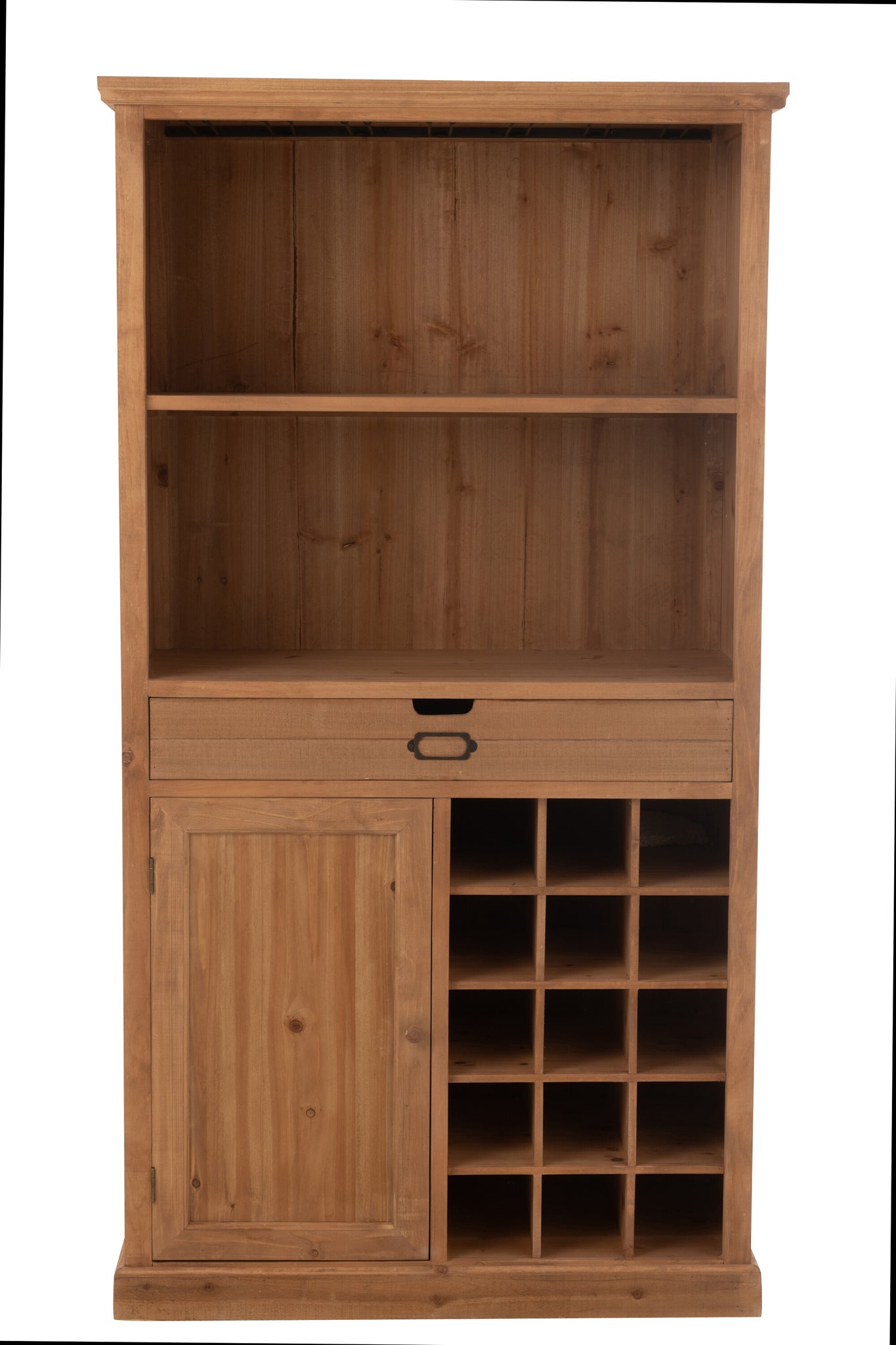 Barkast Hout Met Wijnrek Naturel 96x46x178 cm