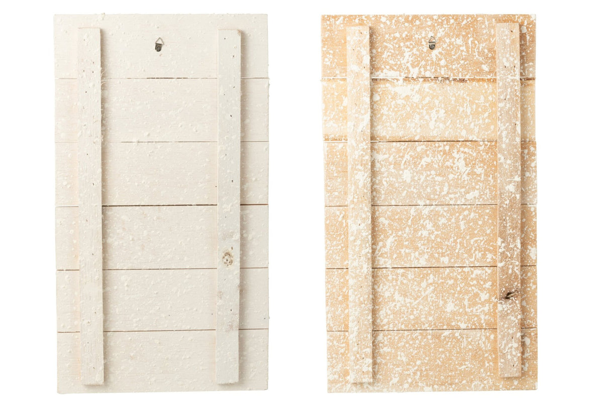 Wanddecoratie kerstboom – set van 2, katoen en albasiahout, naturel en wit, 54,5 cm