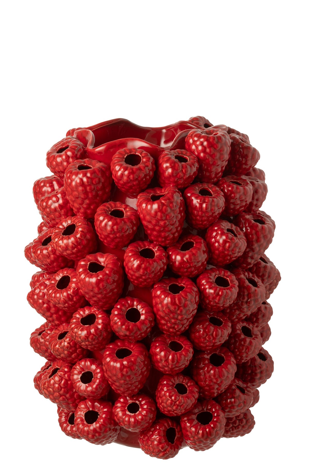 Vaas met besrelief – klei, kerstrood, 45 cm