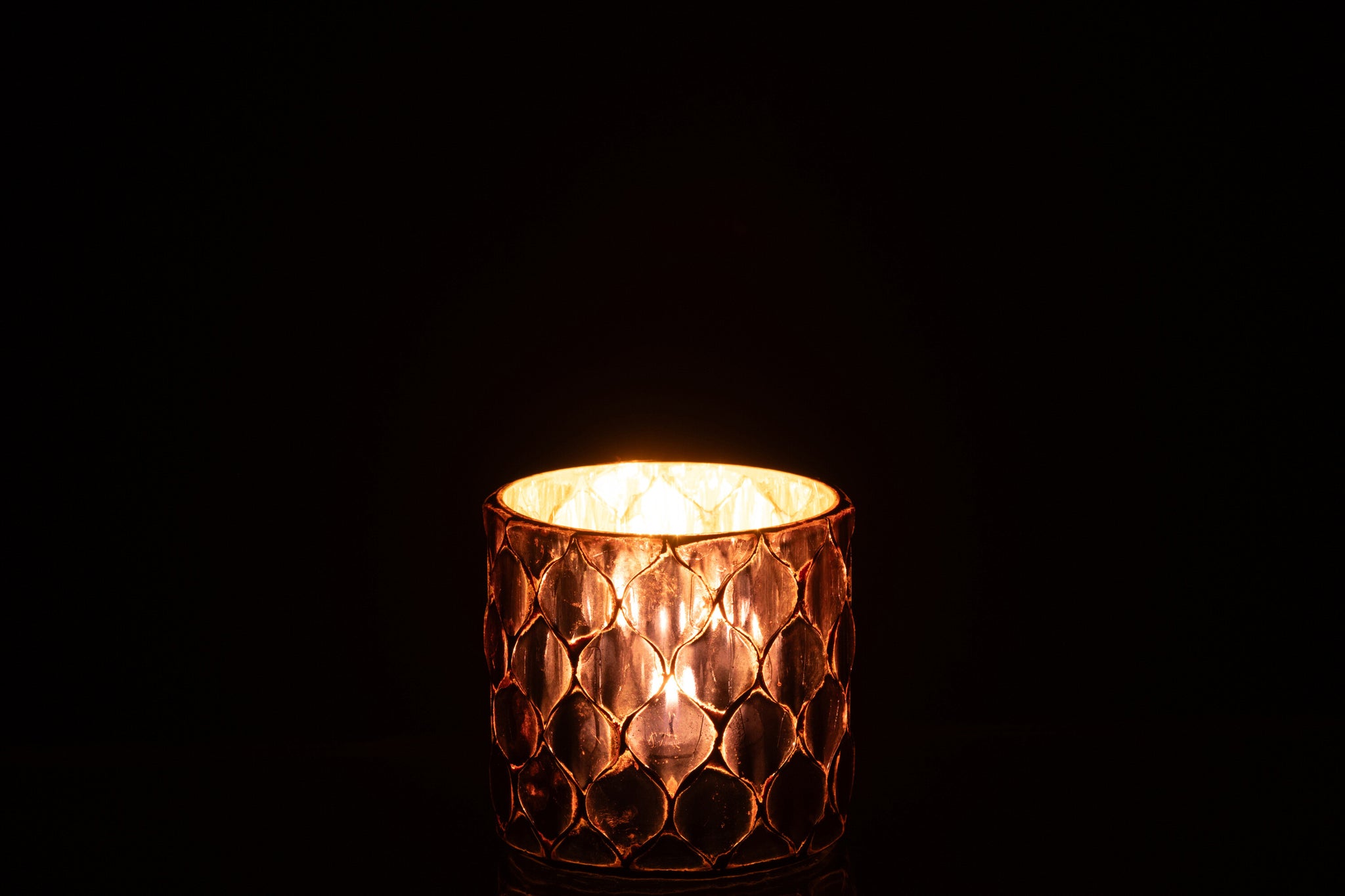 Tealight Holder Cylinder Mosaic Glass Fuchsia