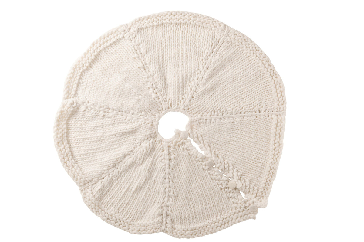 Boomrok gebreid – polyester, wit, Ø90 cm