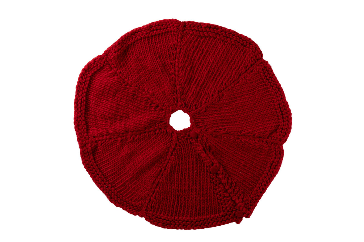 Boomrok gebreid – polyester, kerstrood, Ø90 cm