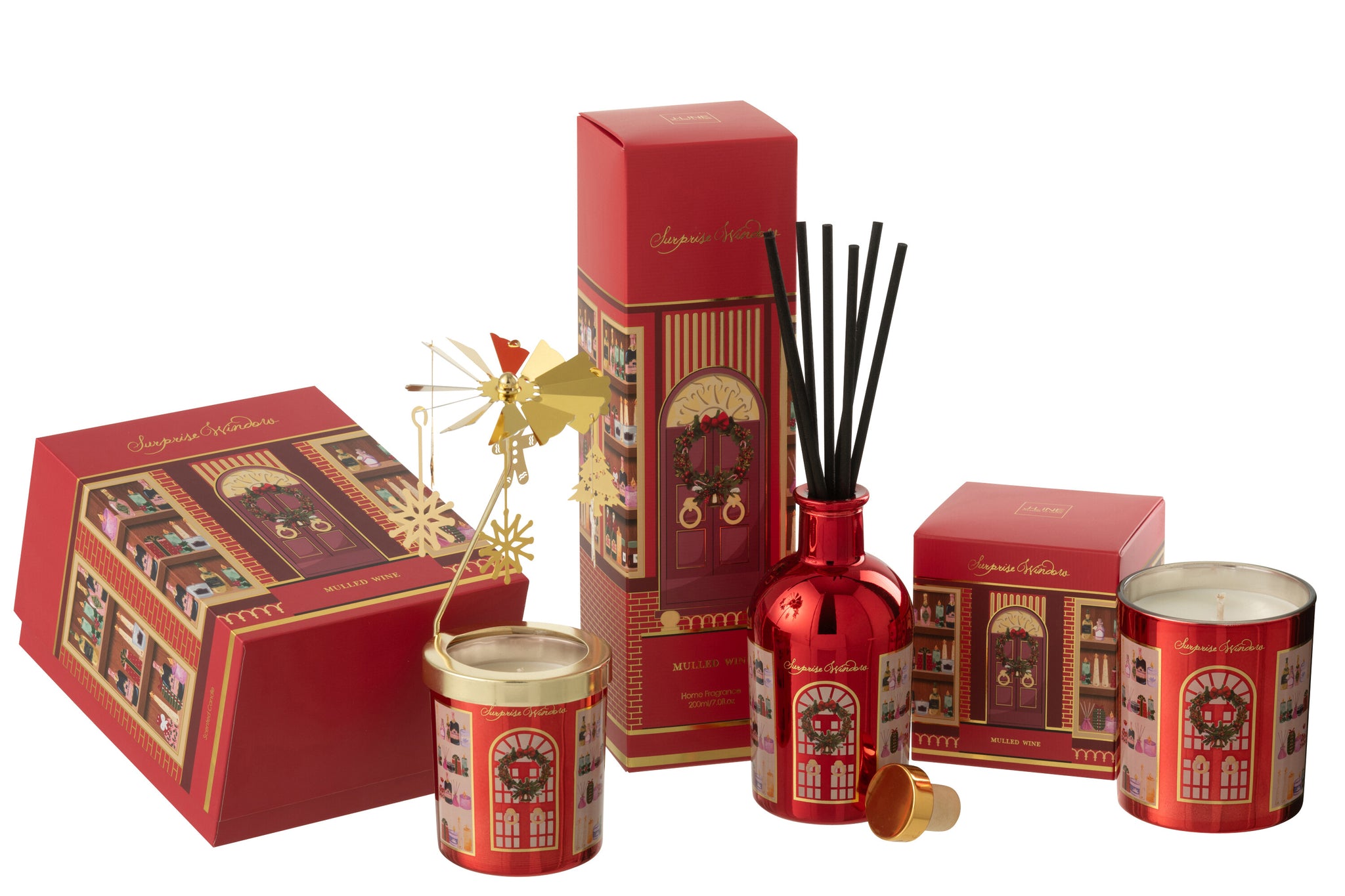 Scented Candle Carousel Surprise Window Wax Coral Red/Multicolored