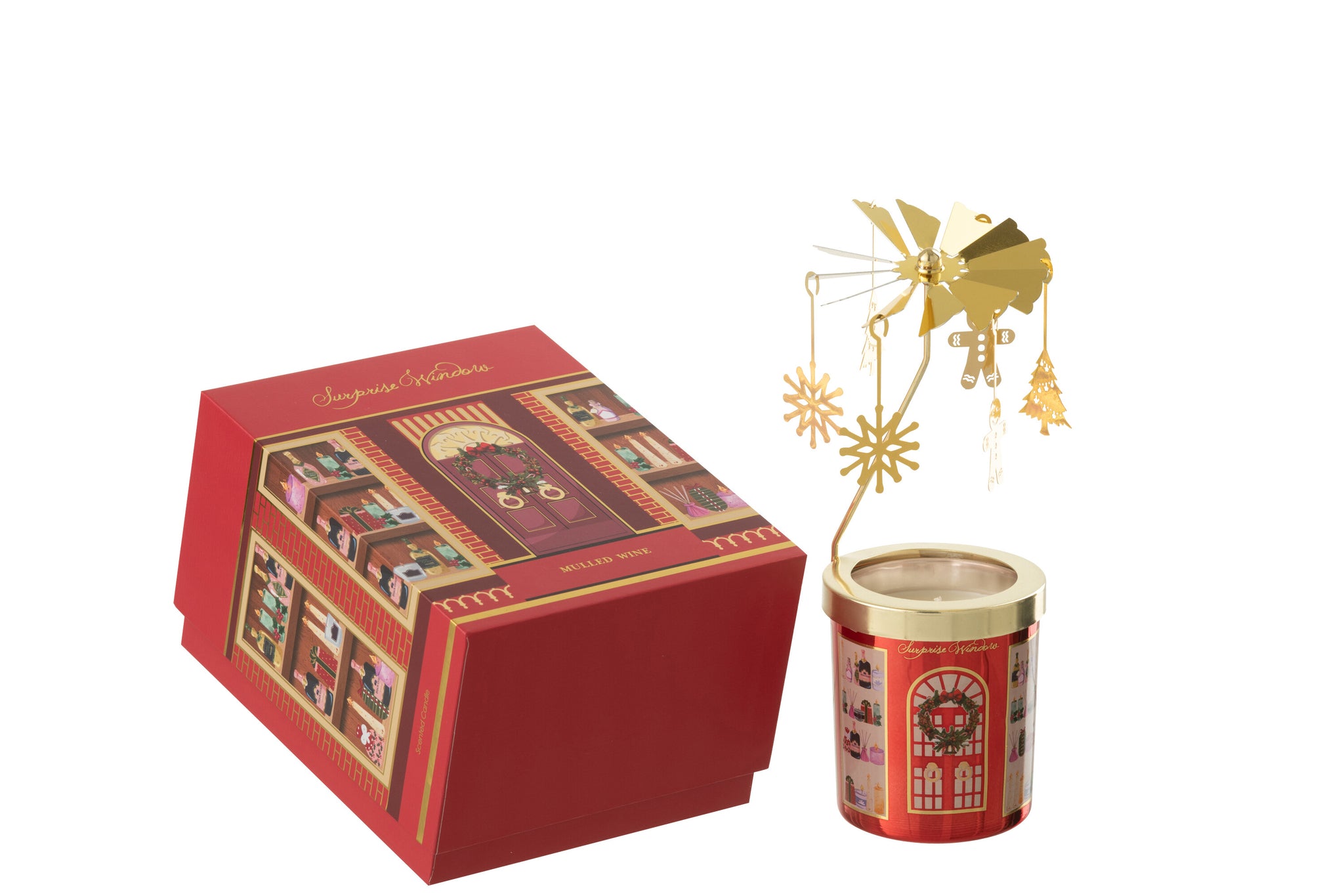 Scented Candle Carousel Surprise Window Wax Coral Red/Multicolored