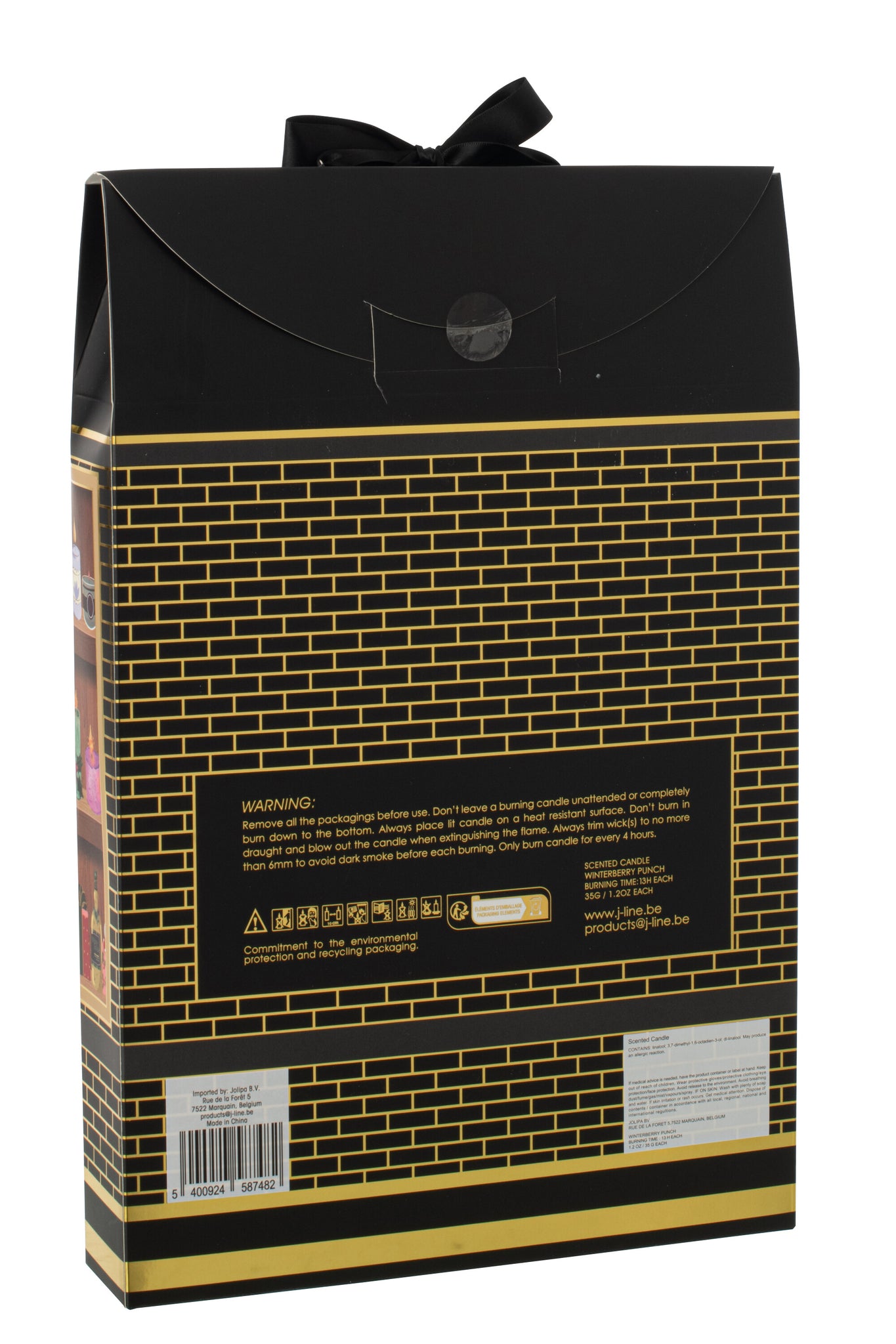 Scented Candle 12 Candles Surprise Window Wax Black/Multicolored