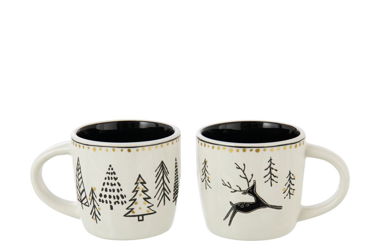 Kerstmok dolomiet – set van 2, wit en zwart, 13,5 x 9,8 x 9 cm