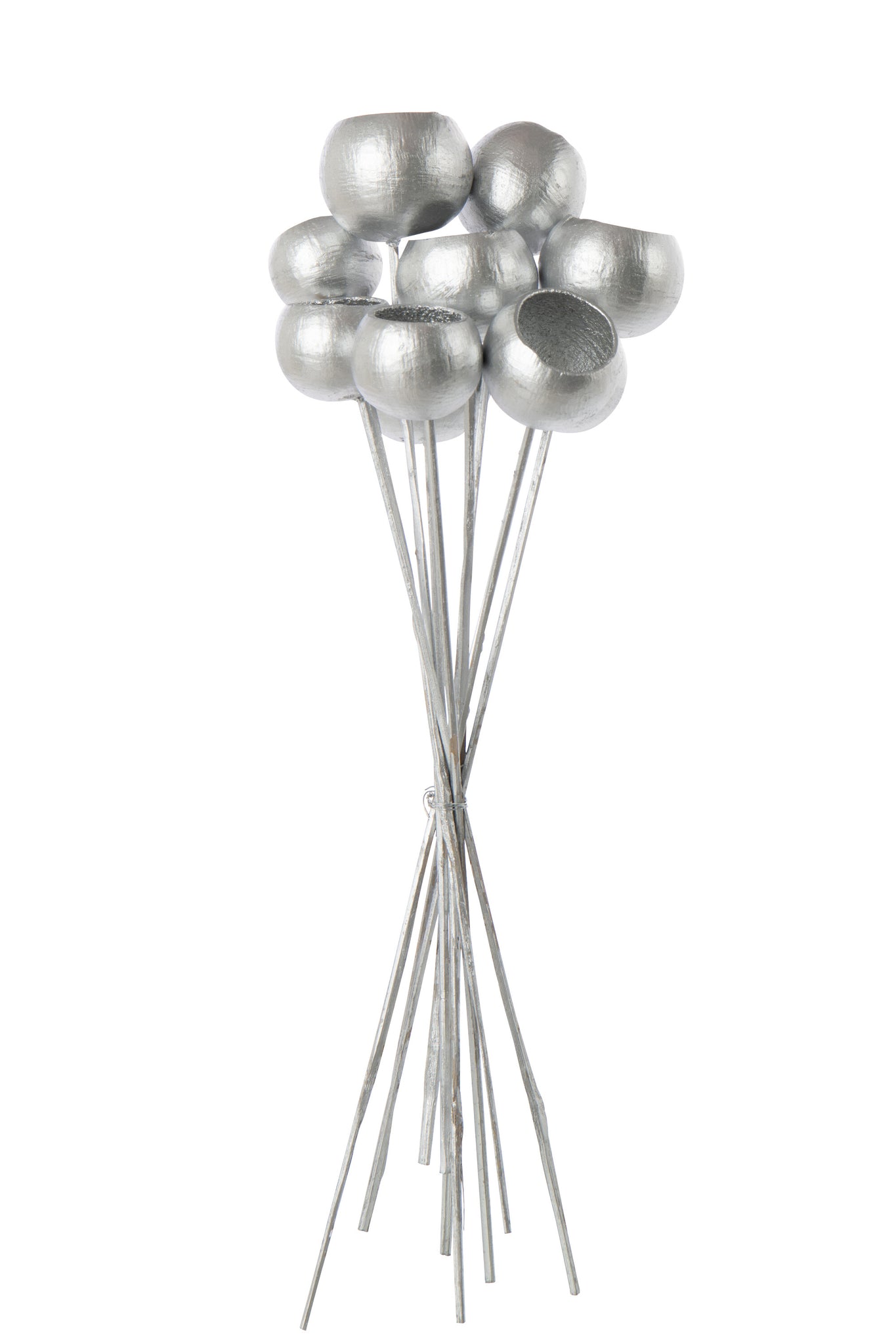 Bundle Of 10 Branch Dry Flower Silver Colored