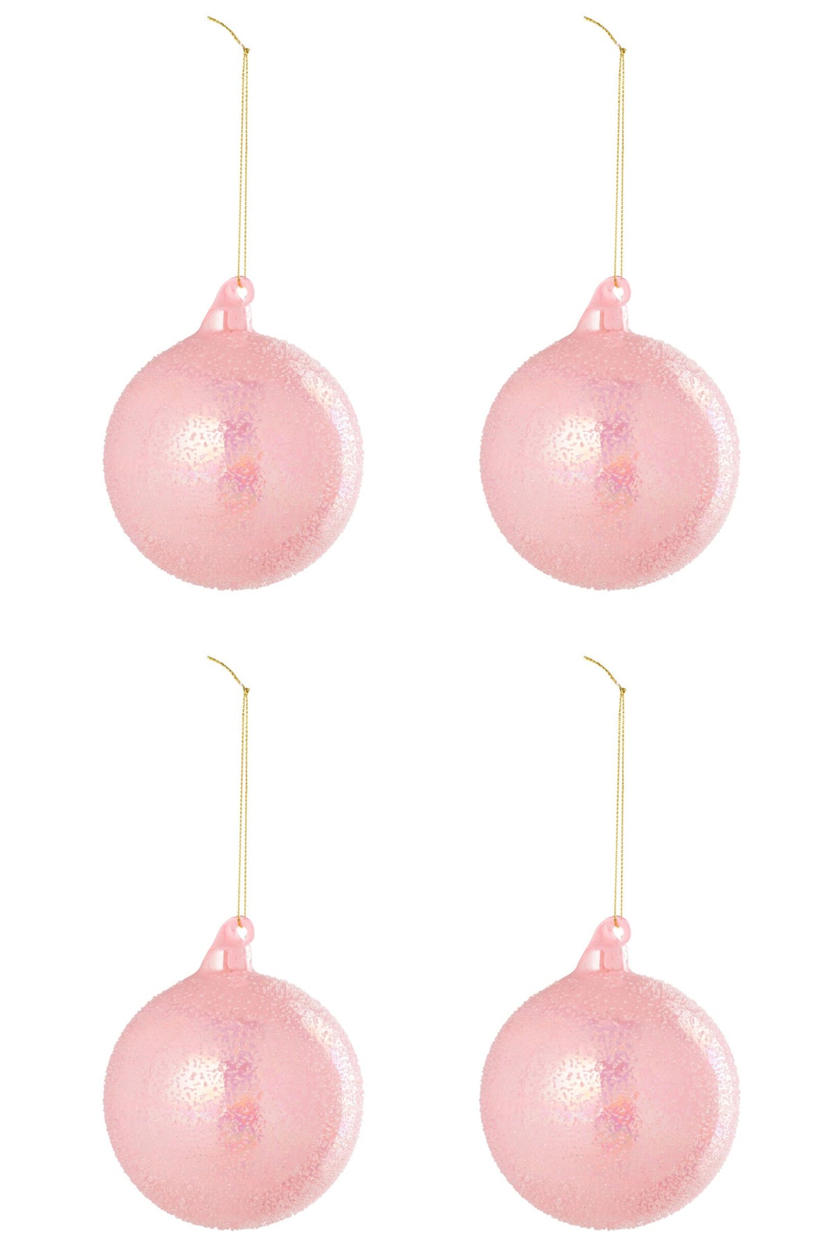 Kerstballen doos van 4 – glas, lichtroze, Ø10 cm