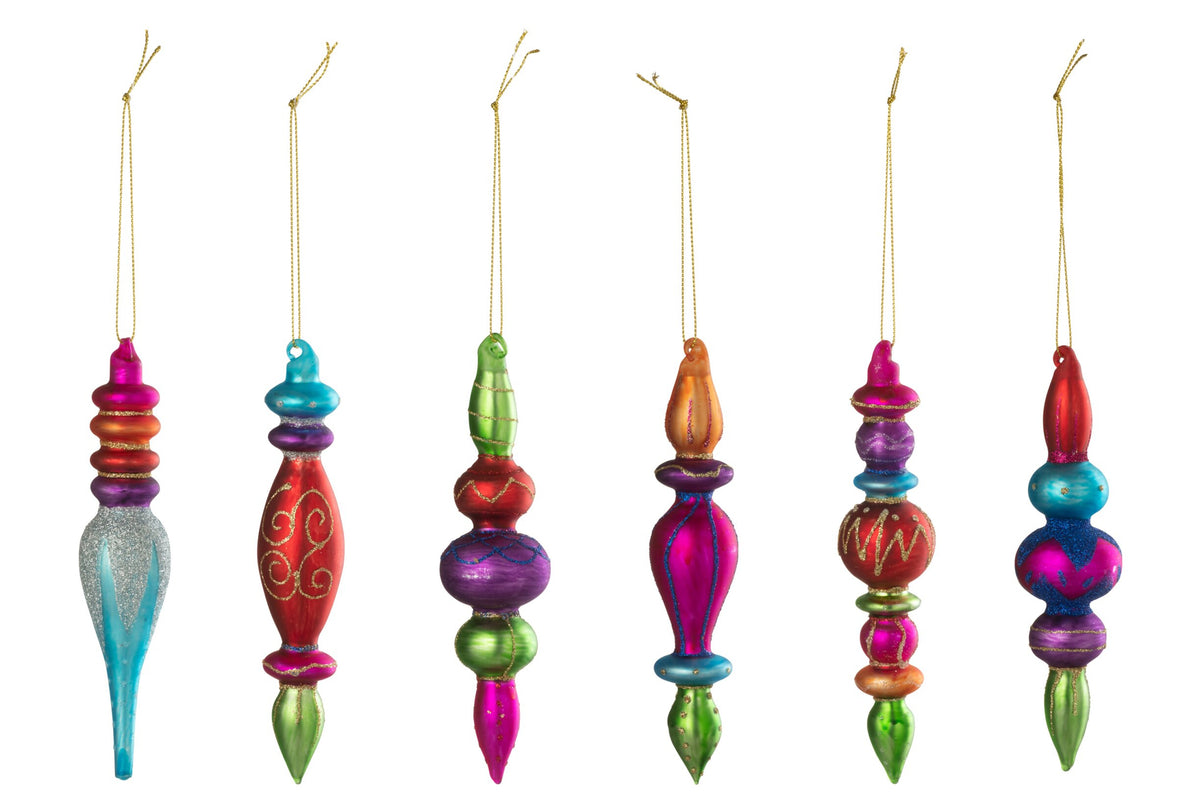 Kerstballen doos van 6 – glas, meerkleurig, 16,5 cm