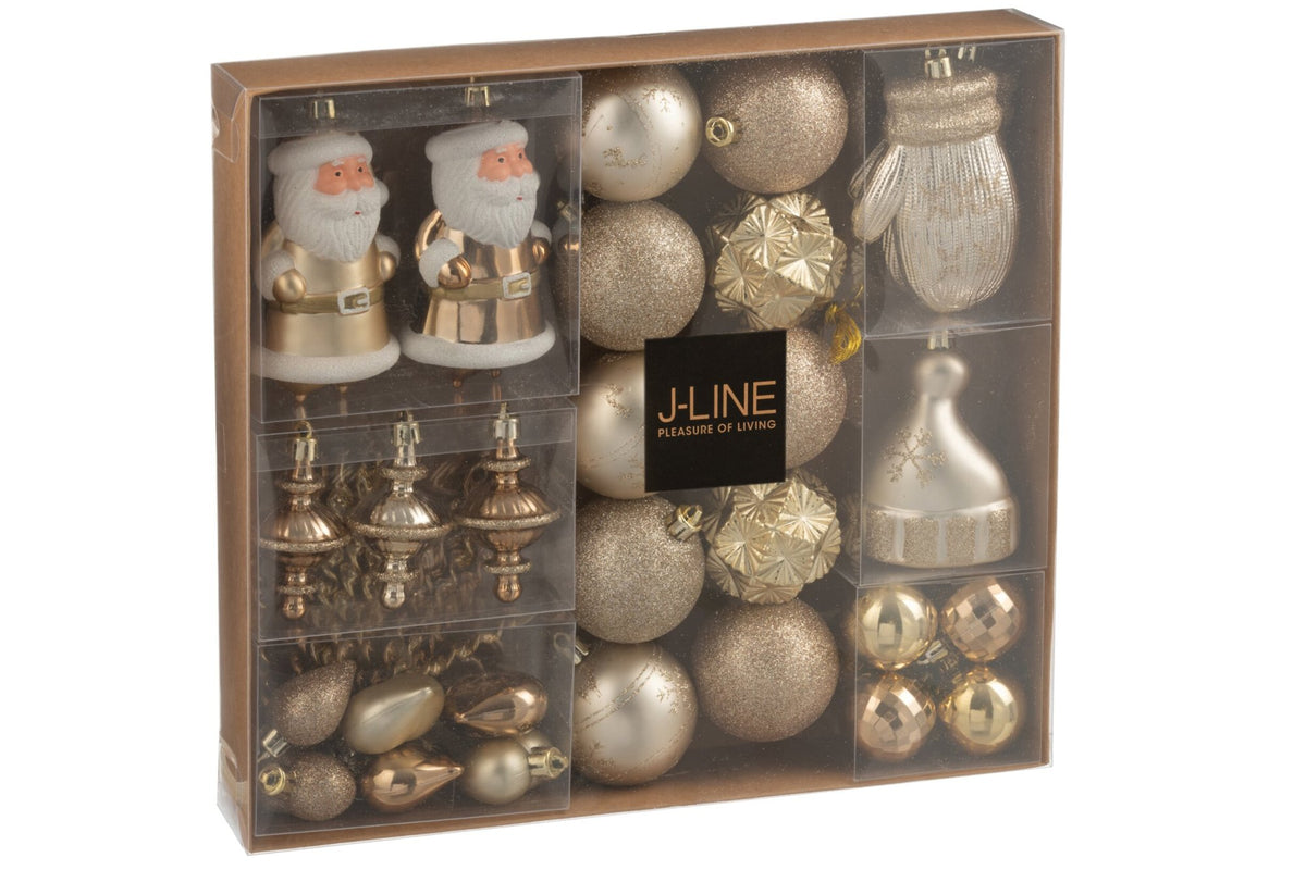 Kerstballen doos van 45 – kunststof, beige en ecru