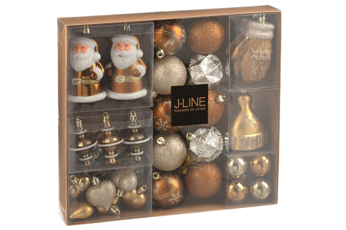 Kerstballen doos van 45 – kunststof, bruin