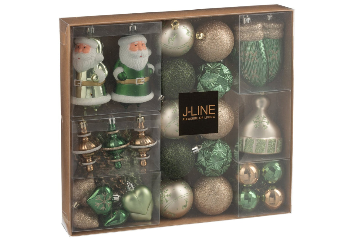 Kerstballen doos van 45 – kunststof, mintgroen en ecru