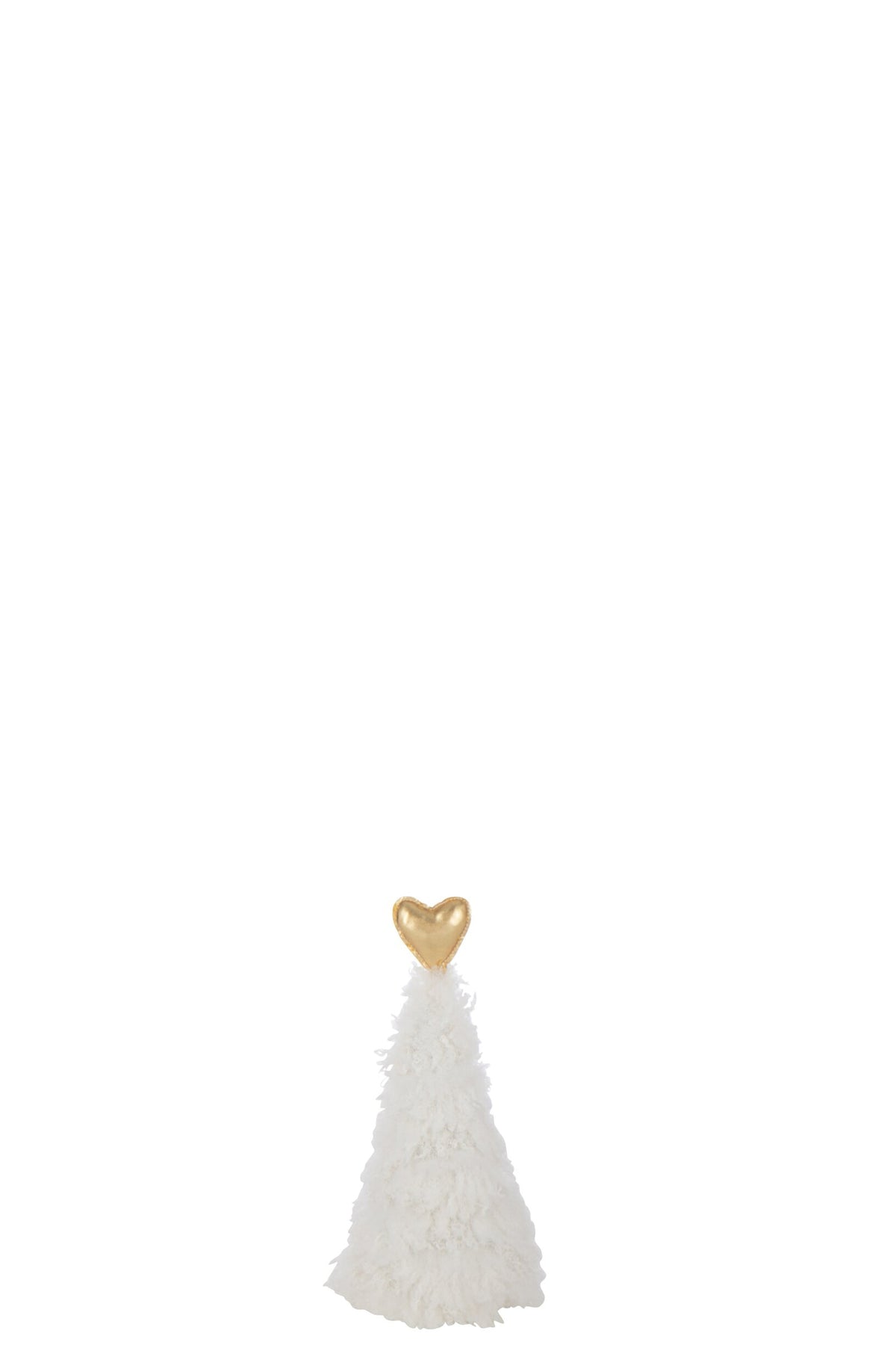 Decoratieve kerstboom met gouden hart – polyester, wit en goud, 28 cm