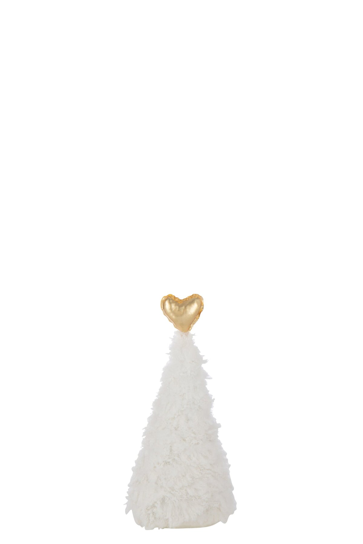 Decoratieve kerstboom met gouden hart – polyester, wit en goud, 36 cm