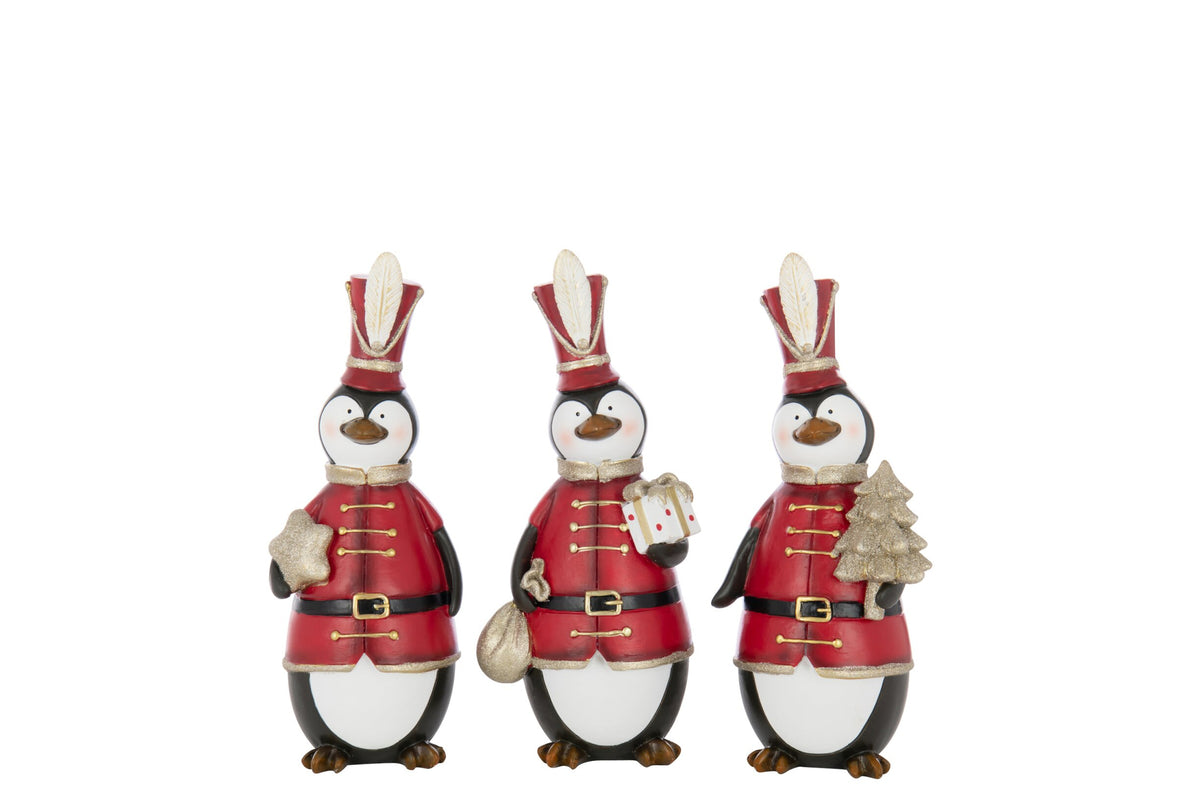 Pinguïn kerst groot – set van 3, polyresin, meerkleurig, 26 cm