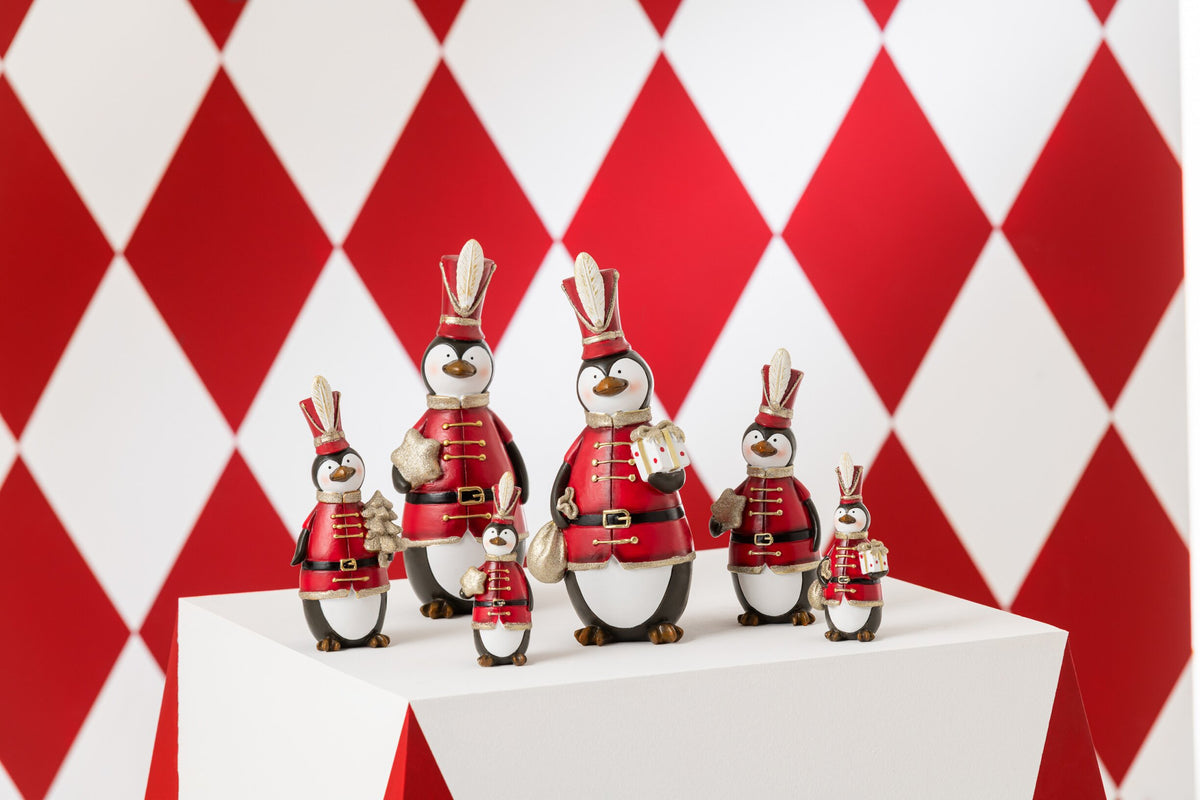 Pinguïn kerst groot – set van 3, polyresin, meerkleurig, 26 cm