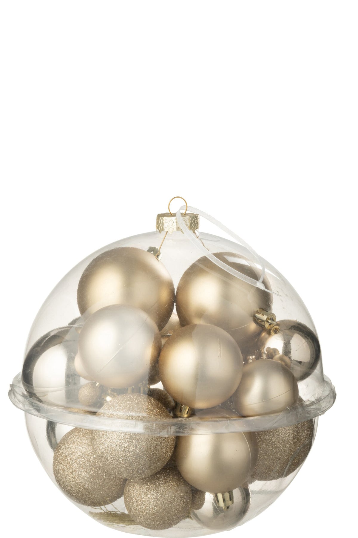 Kerstballen doos van 24 – kunststof, champagne