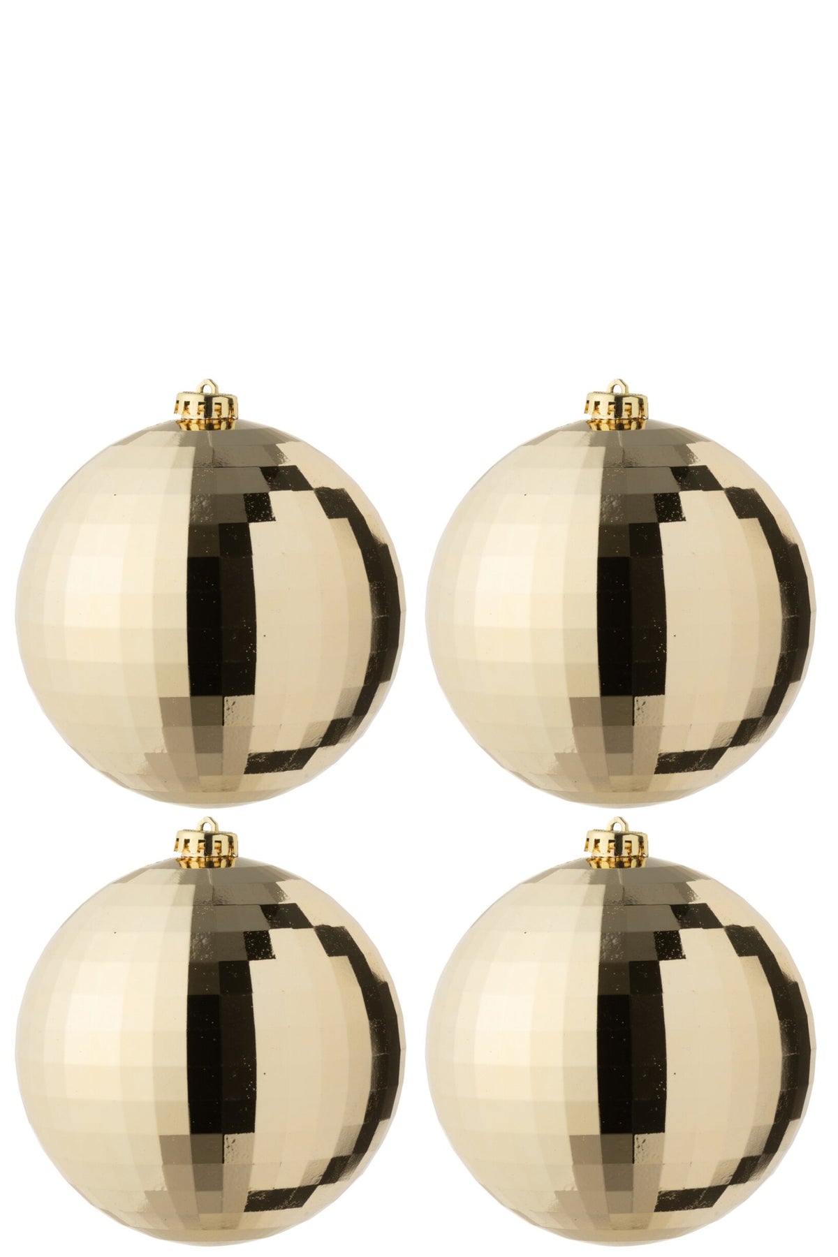 Discokerstballen doos van 4 – kunststof, goud