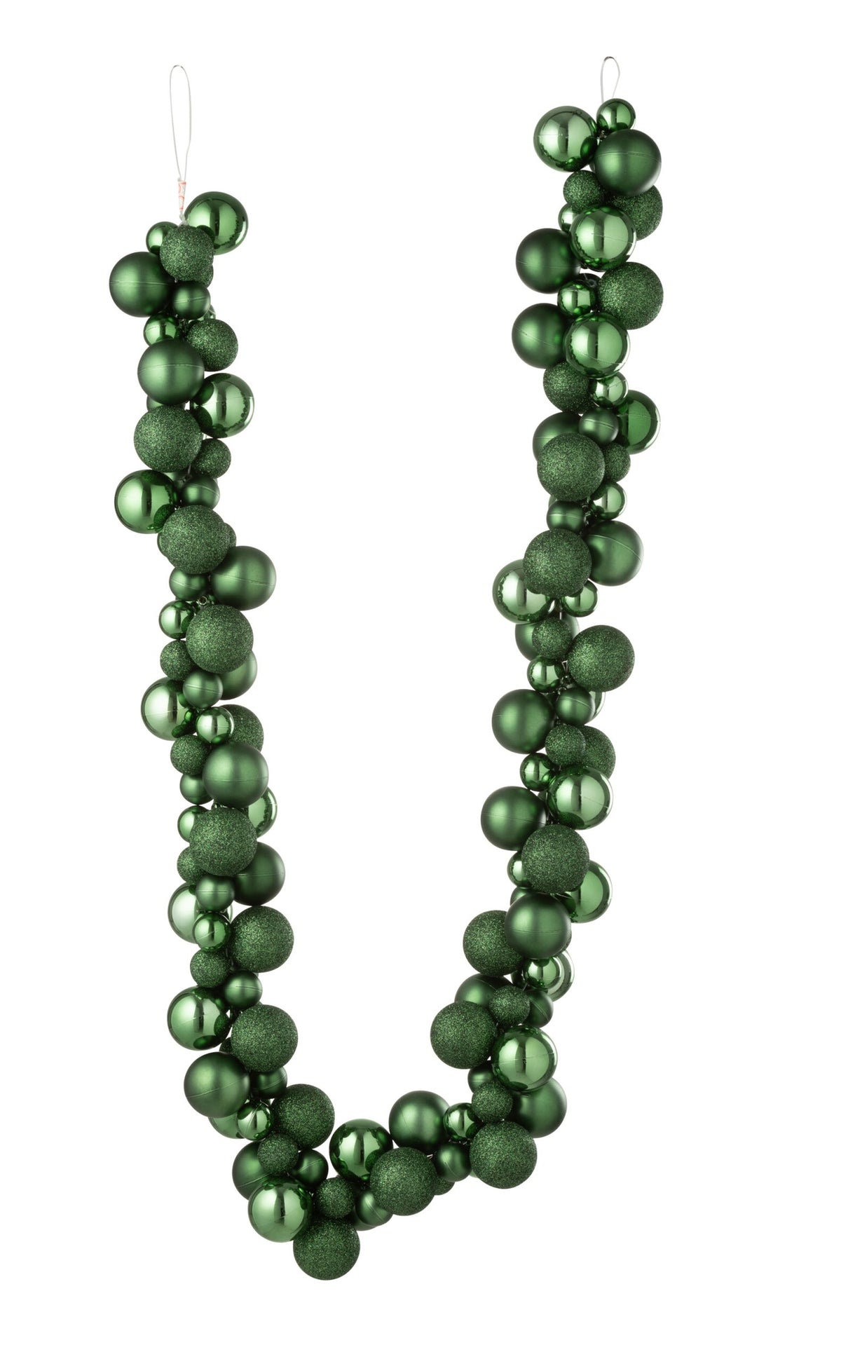 Slinger met kerstballen – kunststof, smaragdgroen, 160 cm