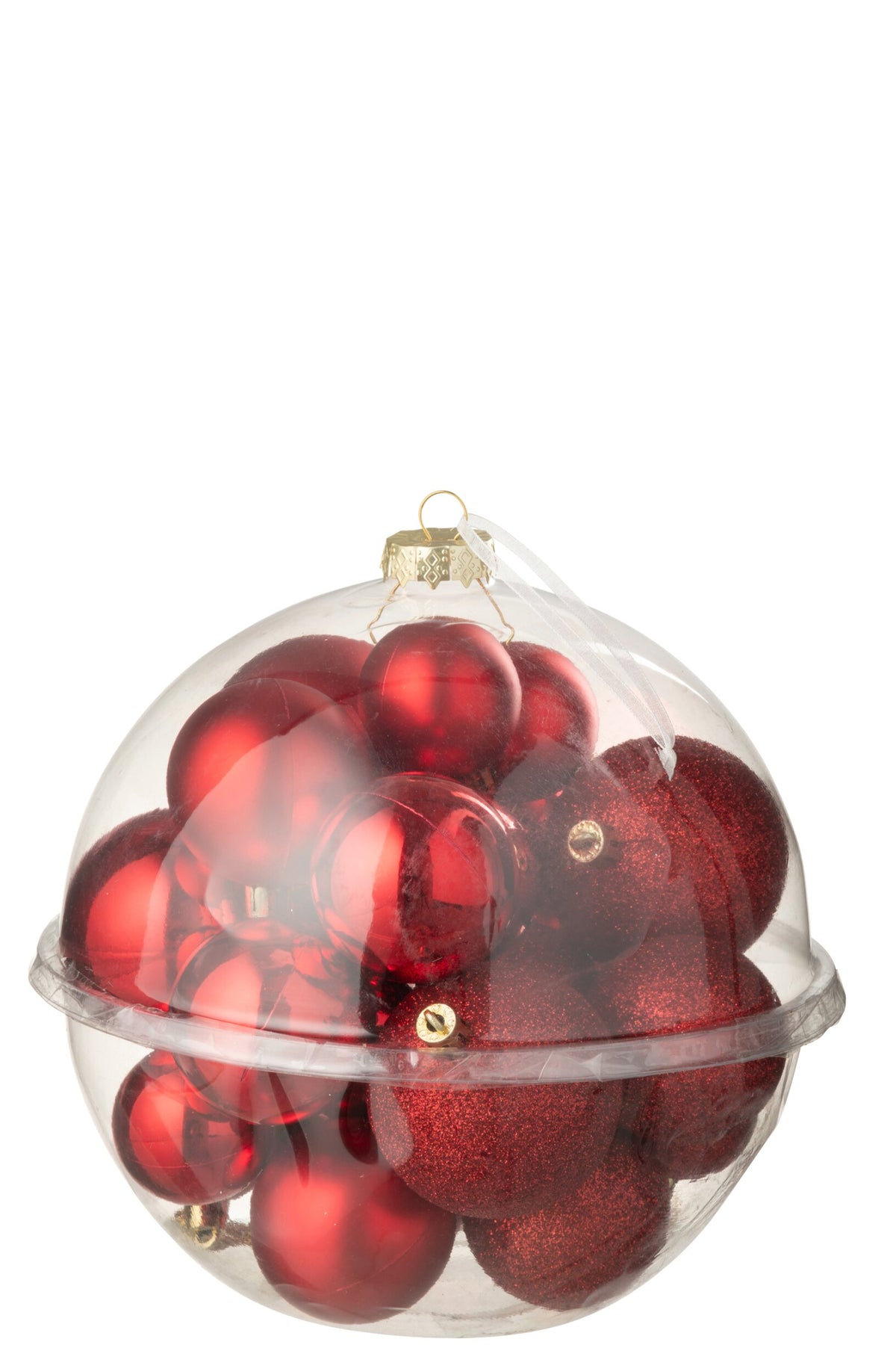 Kerstballen doos van 24 – kunststof, kerstrood