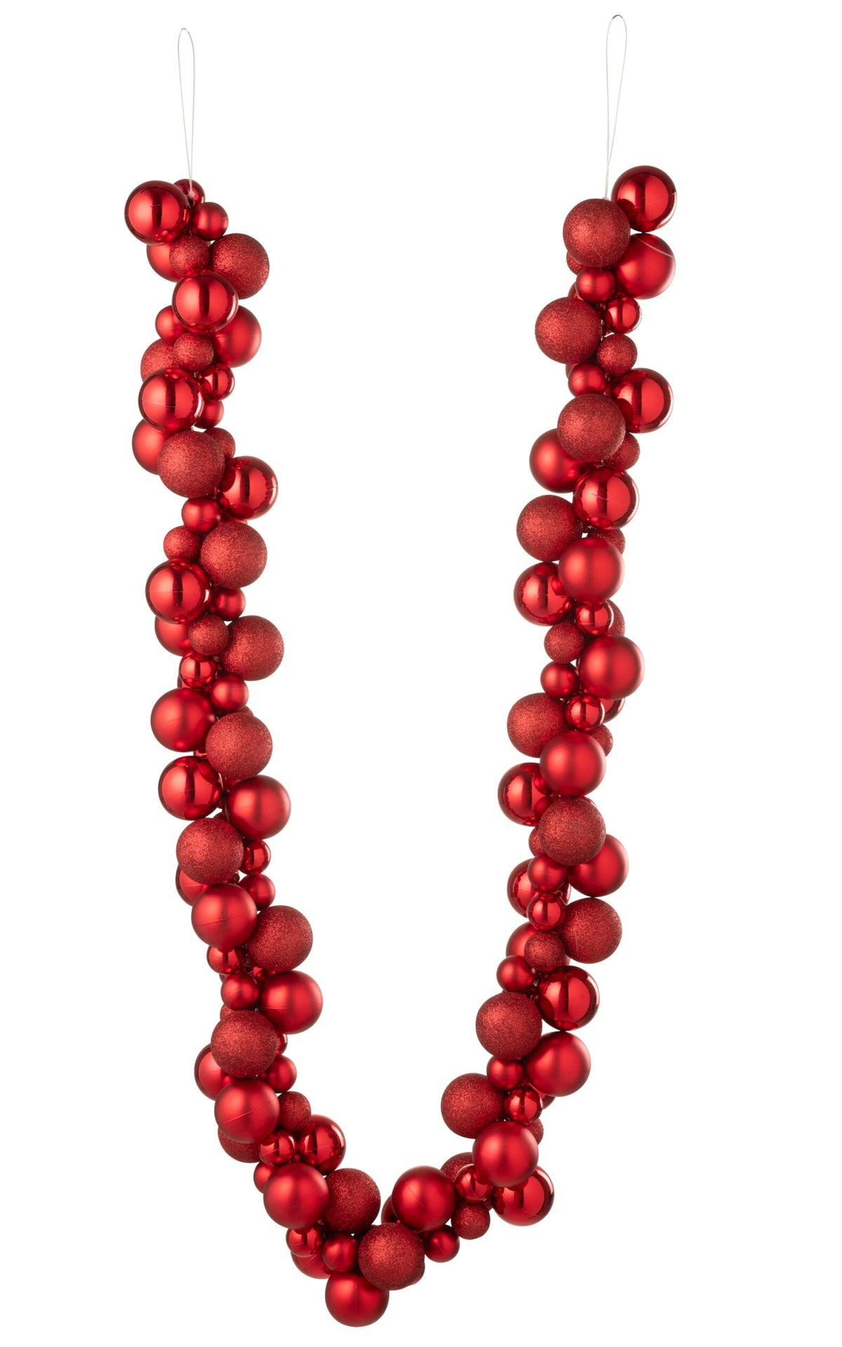 Slinger met kerstballen – kunststof, kerstrood, 160 cm