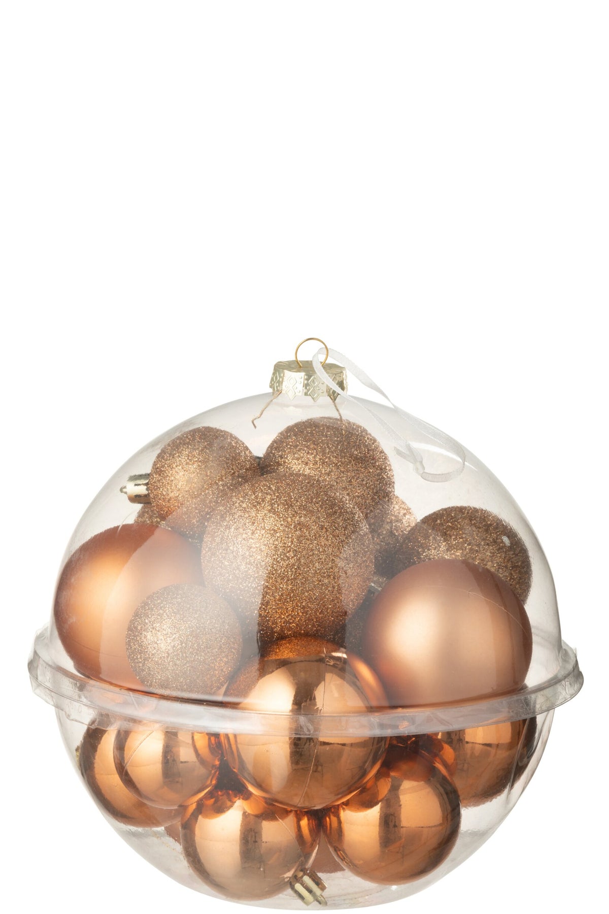 Kerstballen doos van 24 – kunststof, oranje