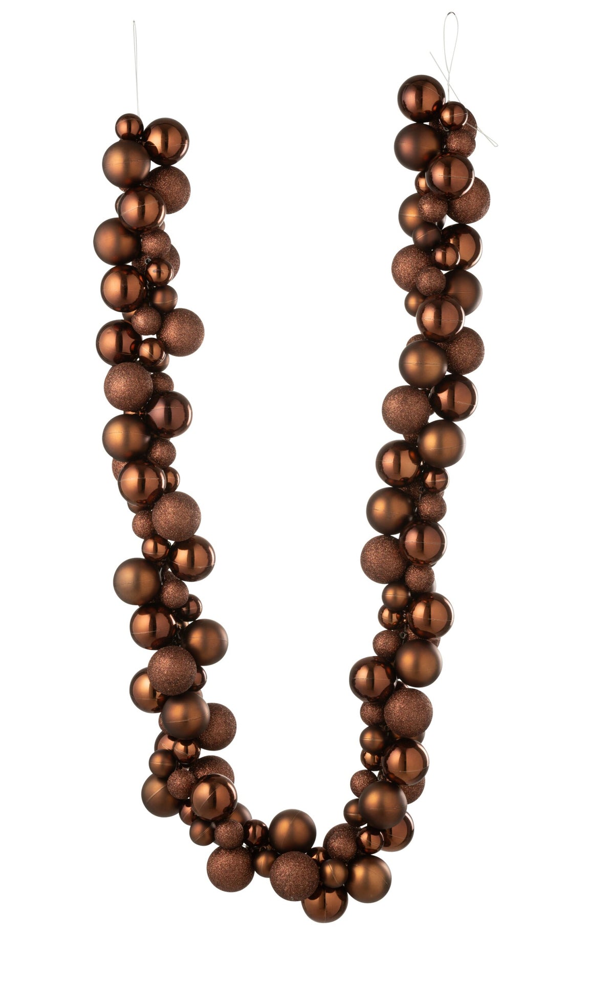 Slinger met kerstballen – kunststof, donkerbruin, 160 cm