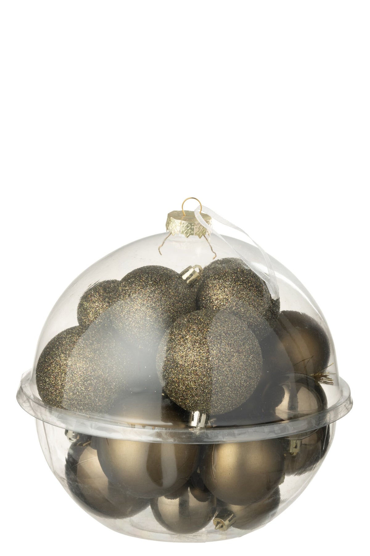 Kerstballen doos van 24 – kunststof, bruin