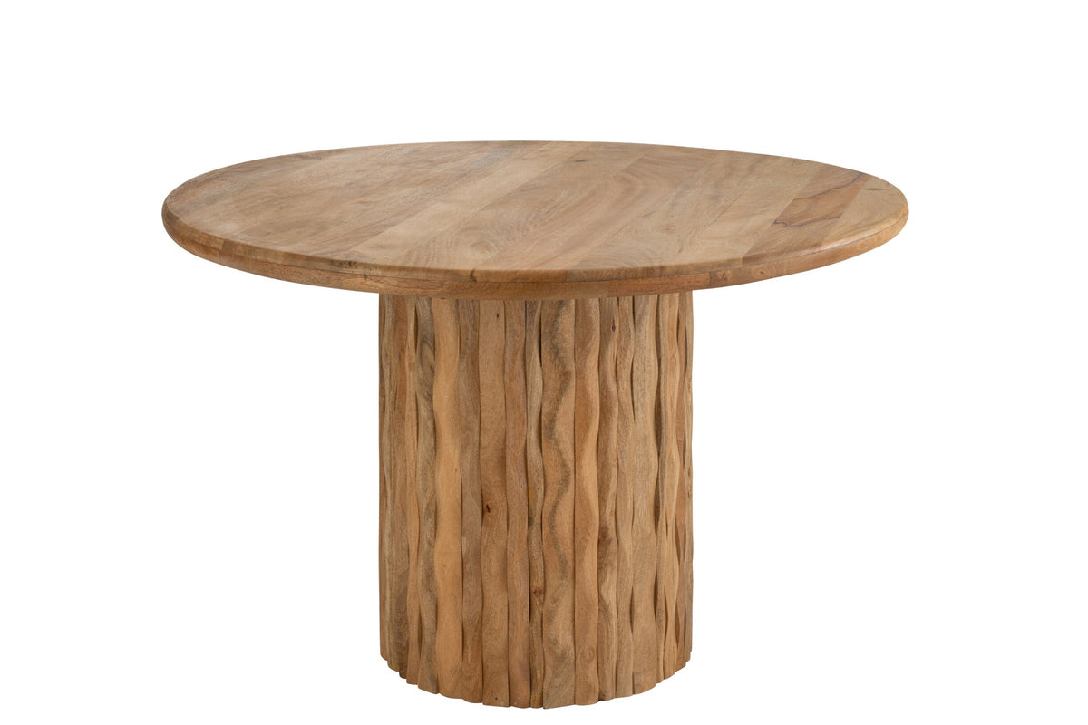 Eettafel Curve rond – mangohout, naturel, ø122×74 cm